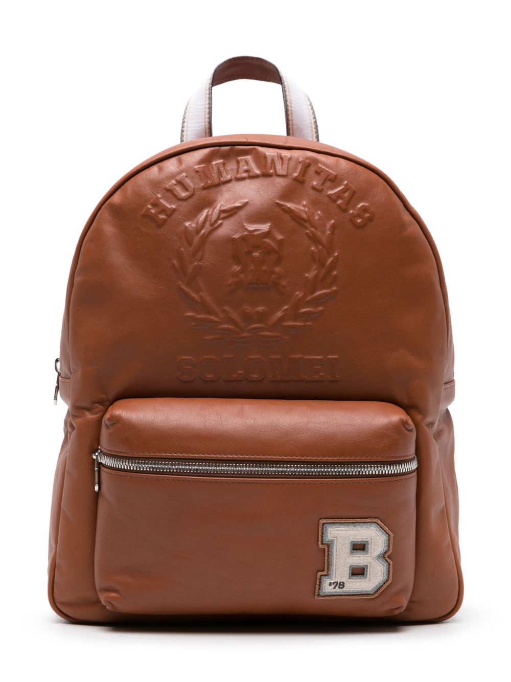 Brunello Cucinelli Kids embossed-detail leather backpack - 褐色