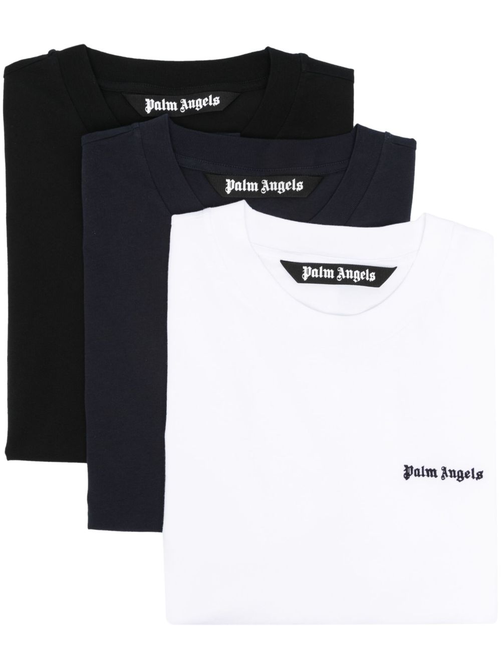 Palm Angels logo刺绣棉T恤（三件装） - 蓝色