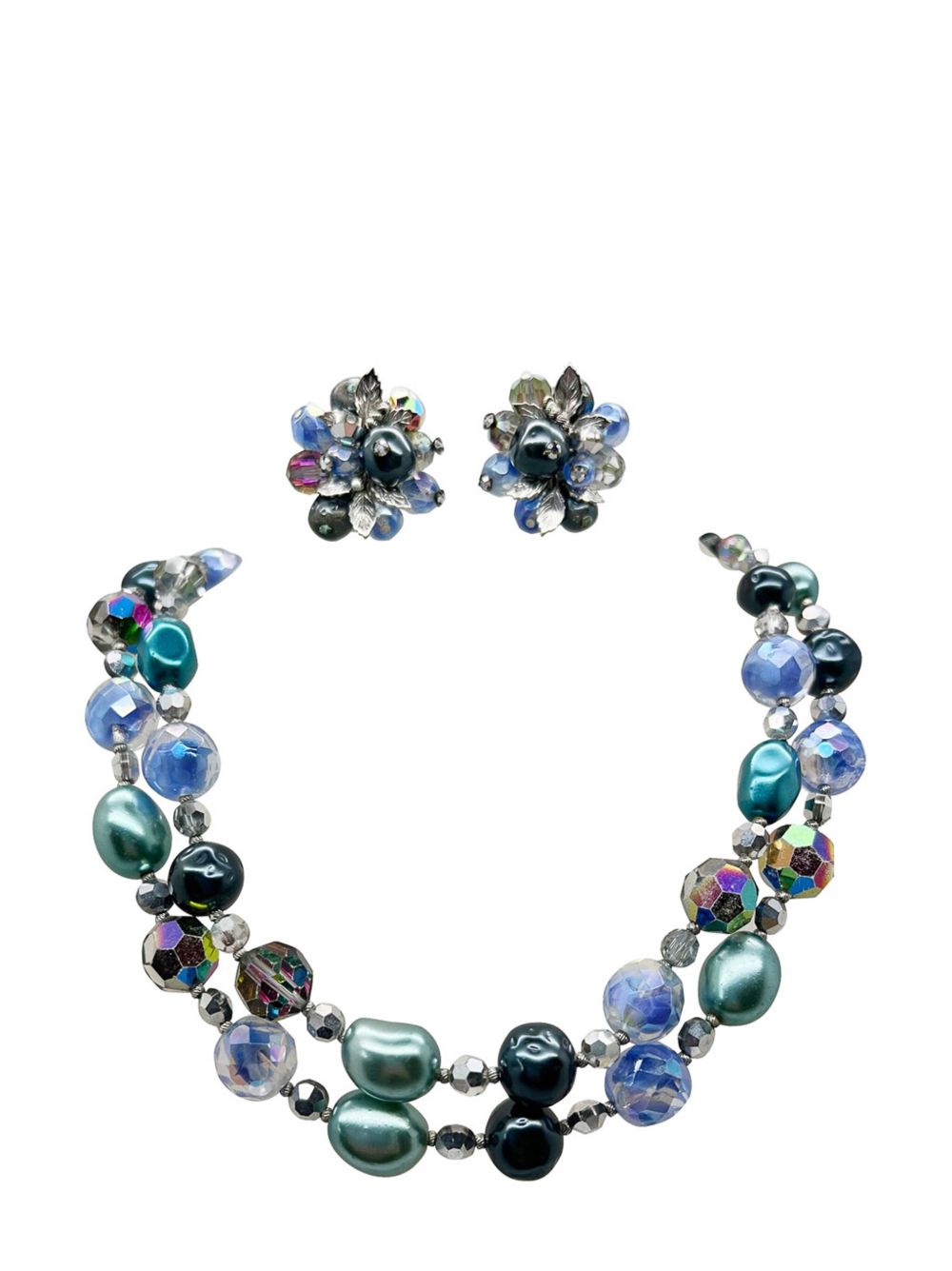 Baumer Vendome Vintage Vendome Jewels of the Sea Pearl &amp; Crystal Parure 1940s - 蓝色
