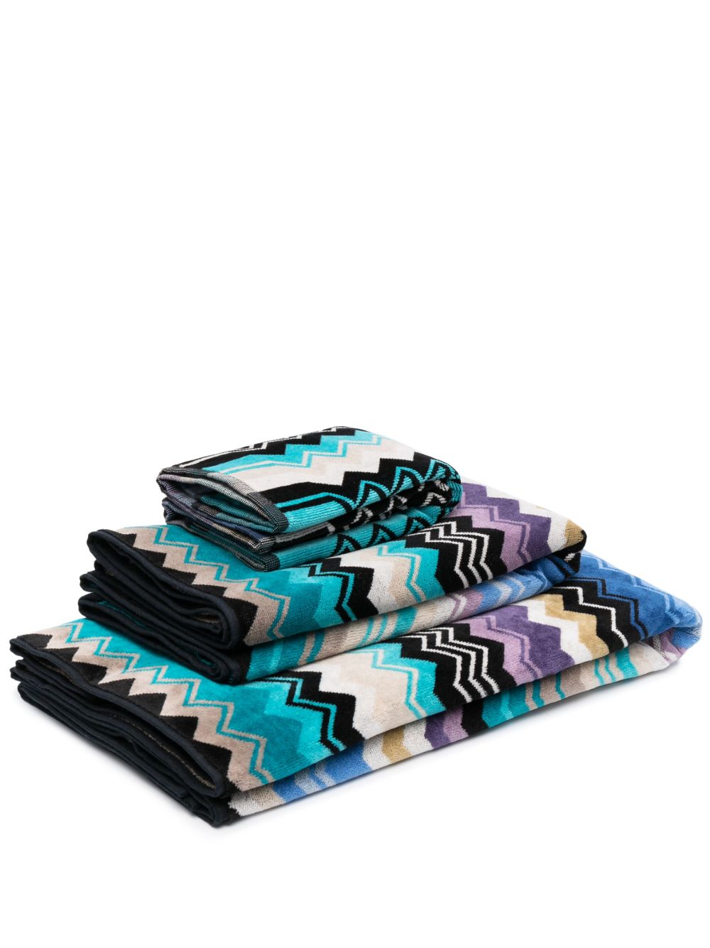 Missoni Home Giacomo 浴巾（三件装） - 蓝色