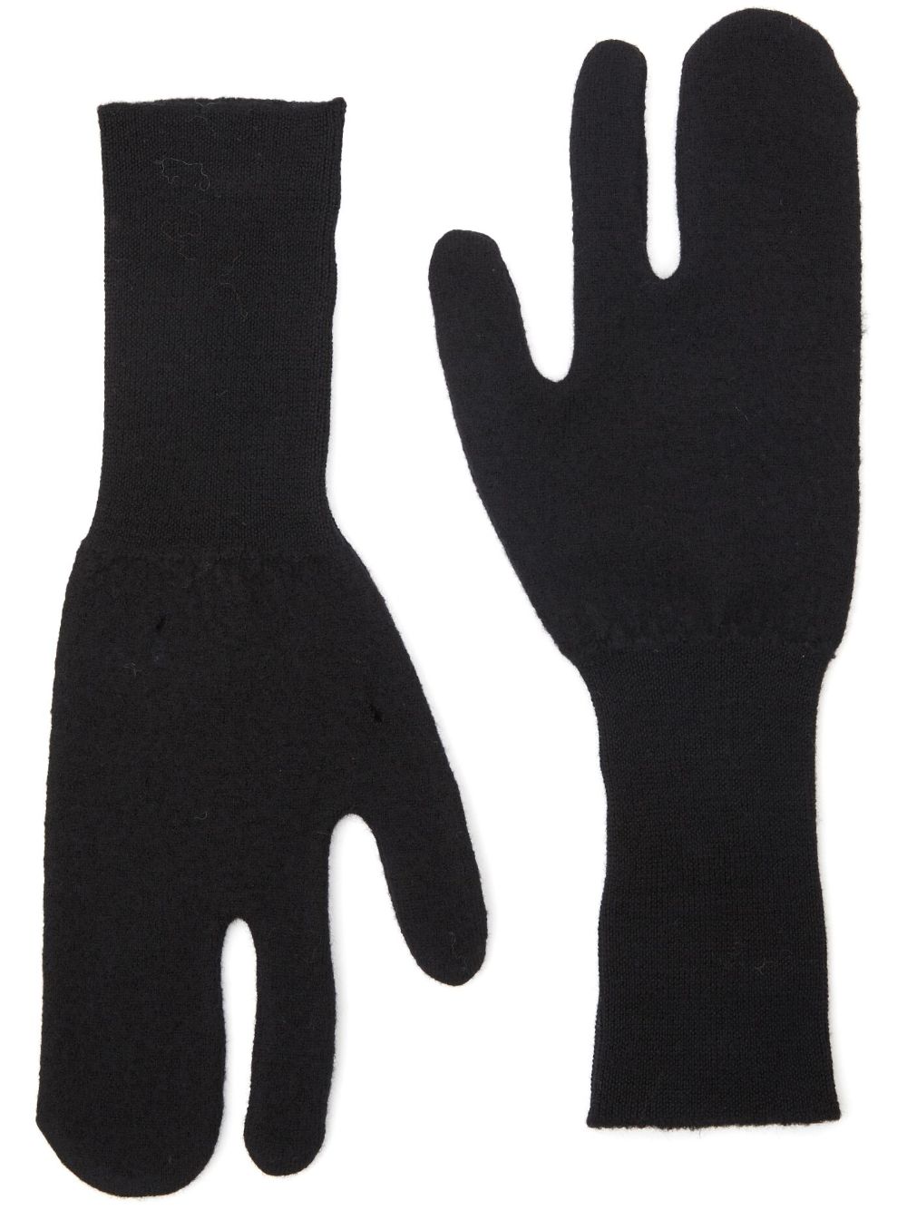 MM6 Maison Margiela 罗纹针织羊毛手套 - 黑色
