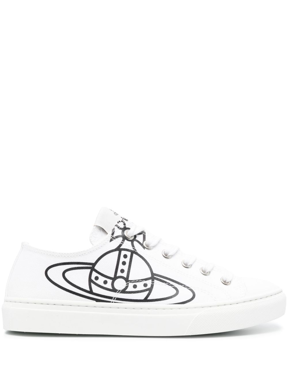 Vivienne Westwood Plimsoll 土星印花帆布运动鞋 - 白色