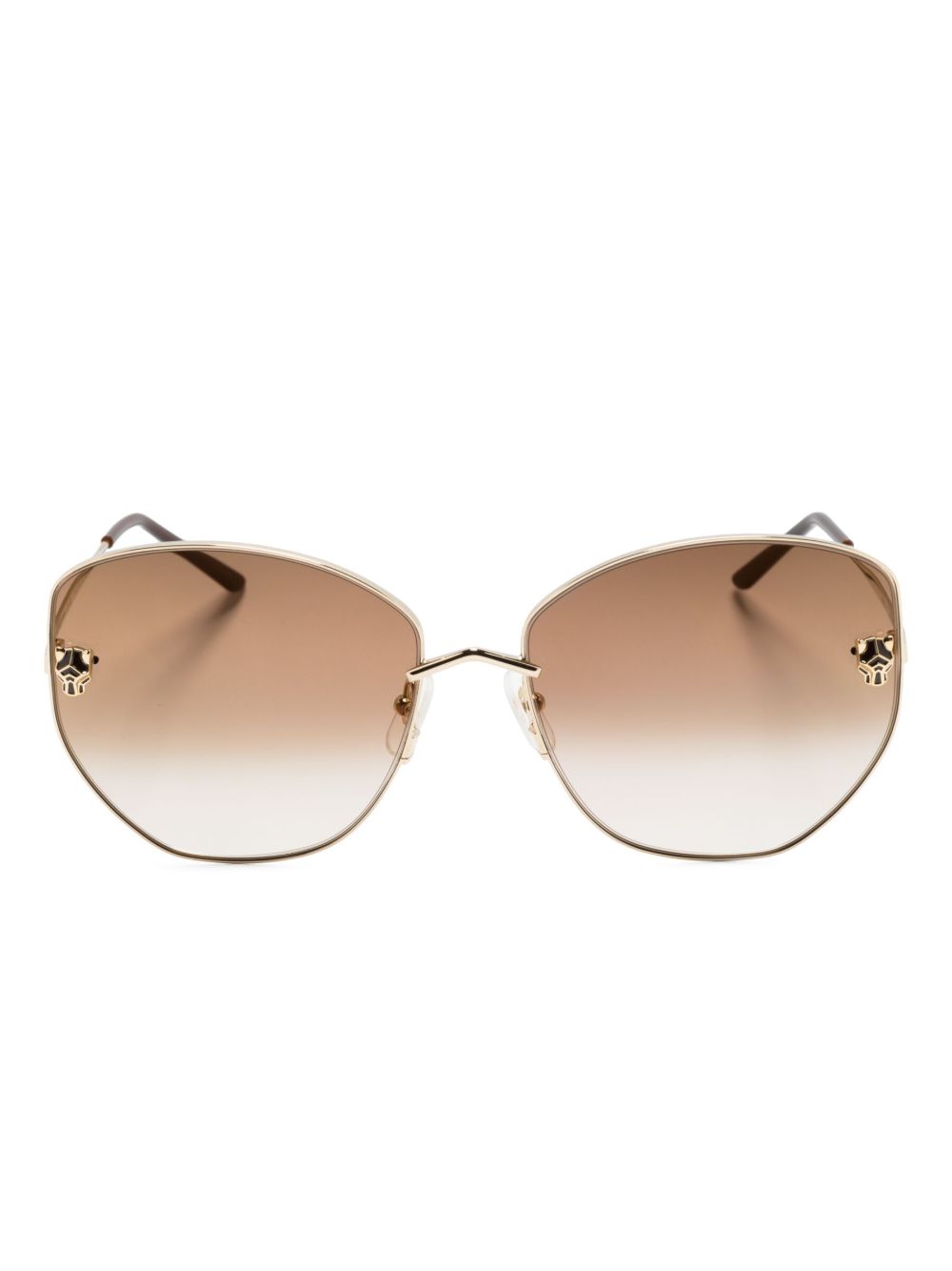 Cartier Eyewear logo标牌几何形镜框太阳眼镜 - 金色
