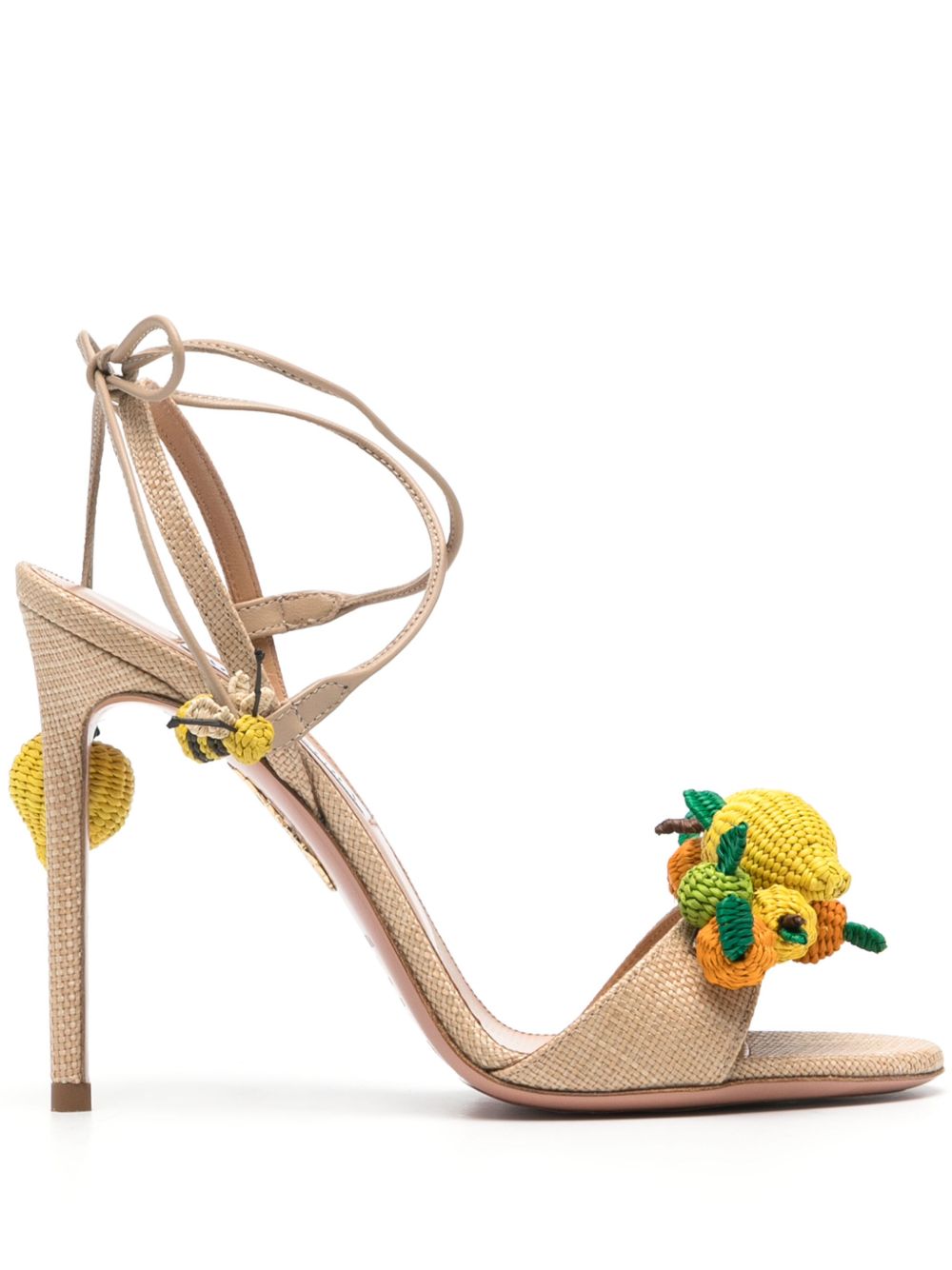 Aquazzura Citrus Punch 拉菲草高跟凉鞋 - 中性色