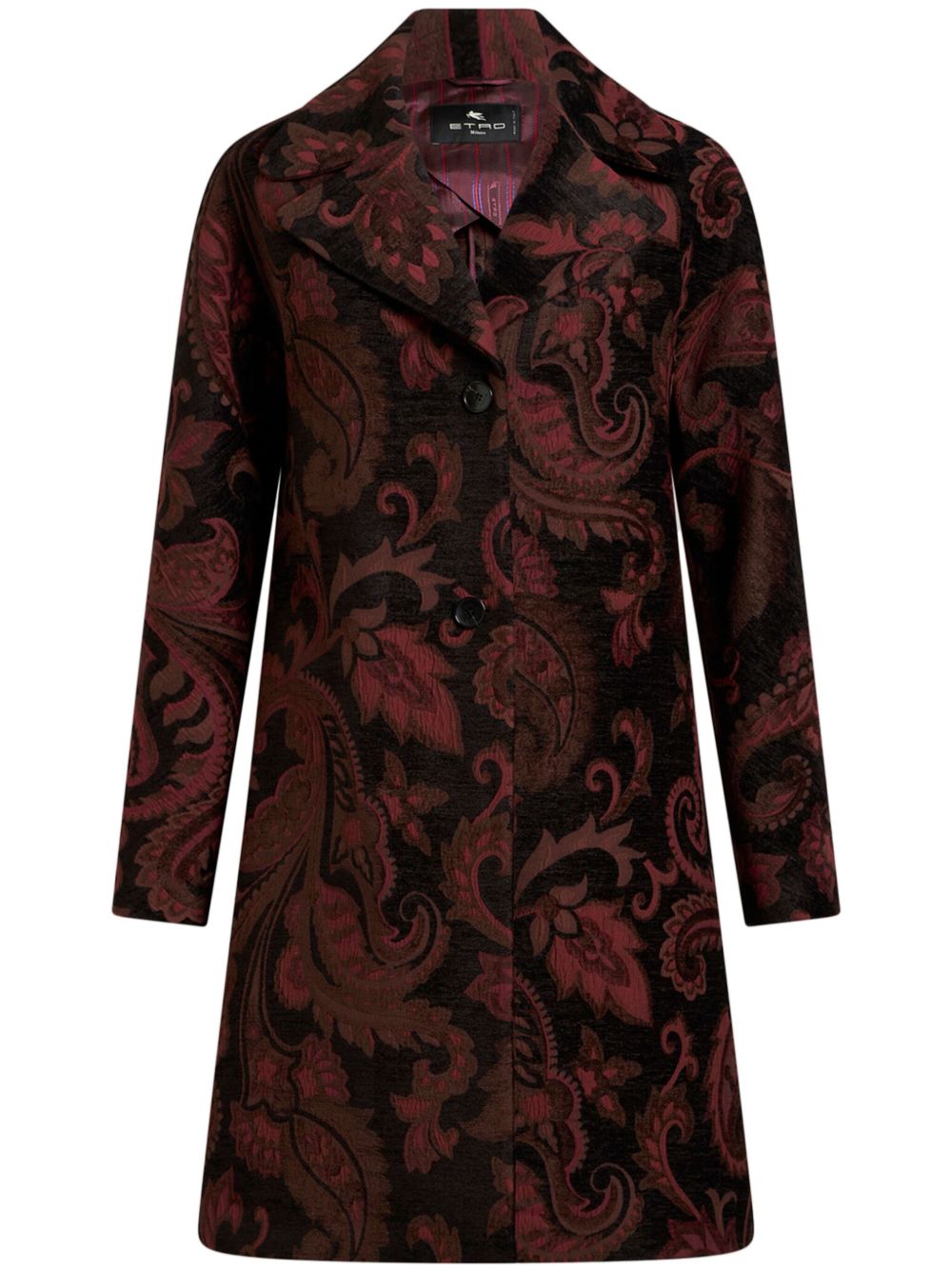ETRO 图案提花中长外套 - 黑色