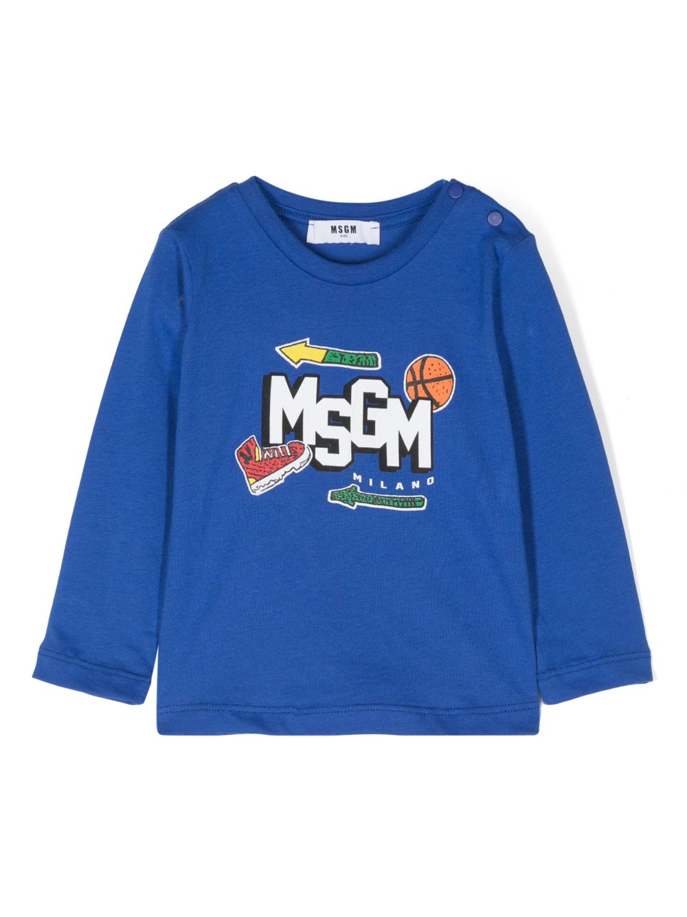 MSGM Kids logo印花T恤 - 蓝色