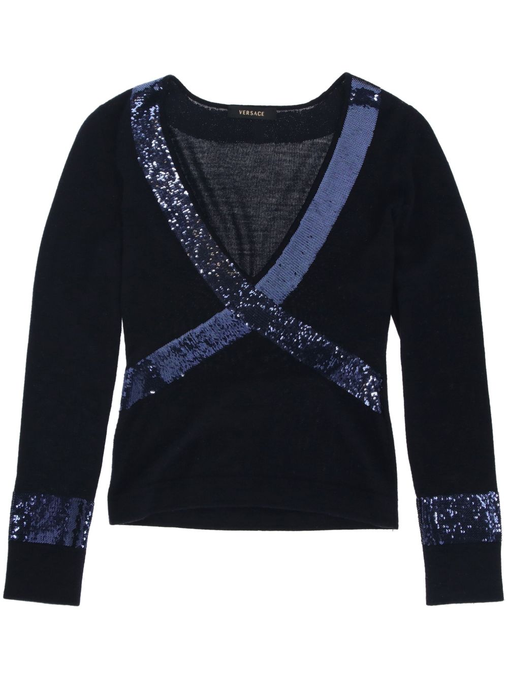 Versace Pre-Owned 亮片毛衣（1990年代典藏款） - 蓝色