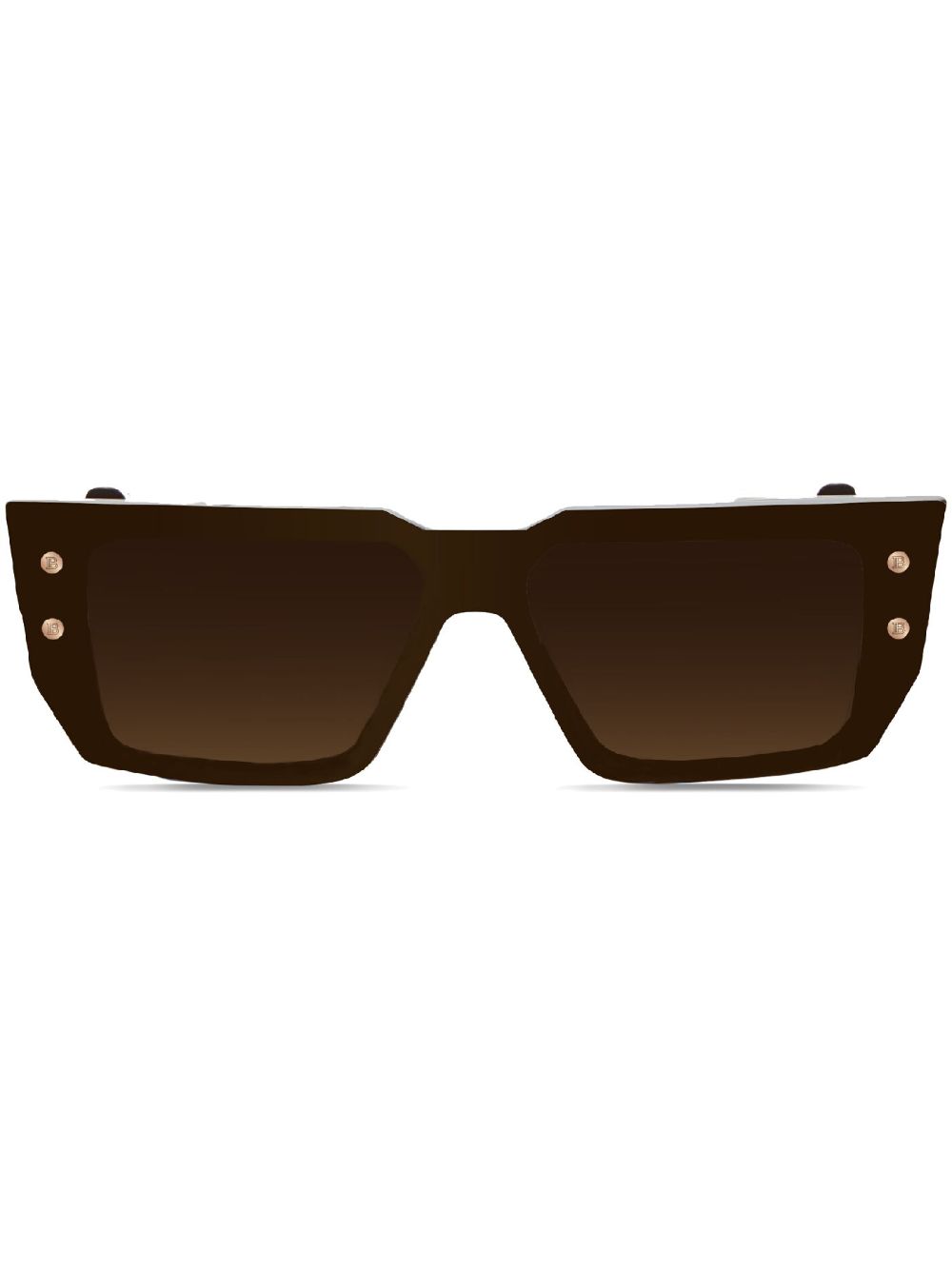 Balmain Eyewear BVI logo标牌方框太阳眼镜 - 褐色