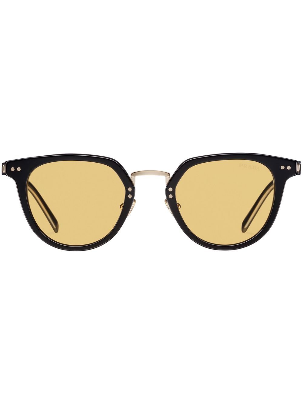 Prada Eyewear 圆框太阳眼镜 - 黑色