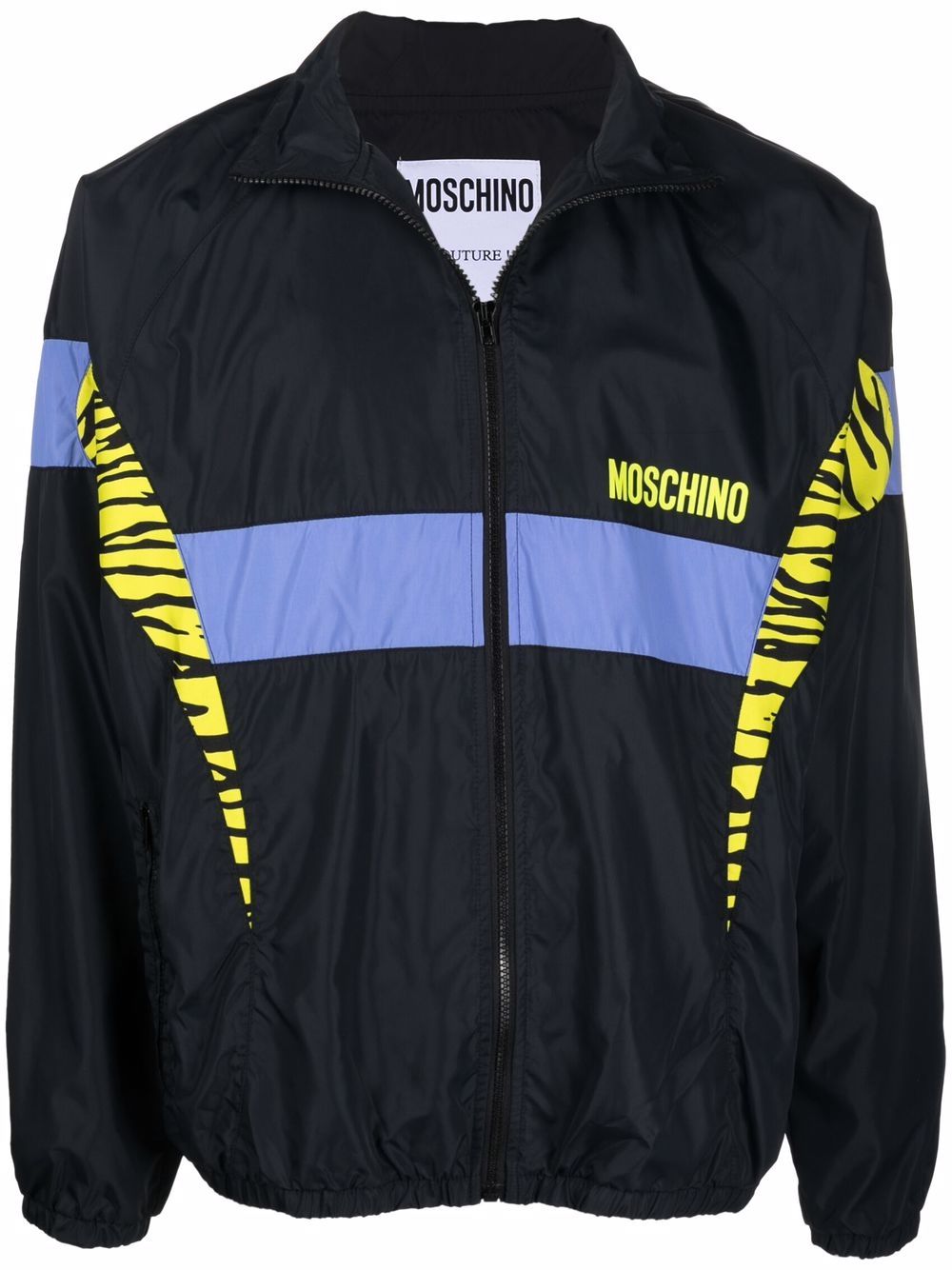 Moschino 莫斯奇诺 拼接斑马纹防风衣 - 黑色