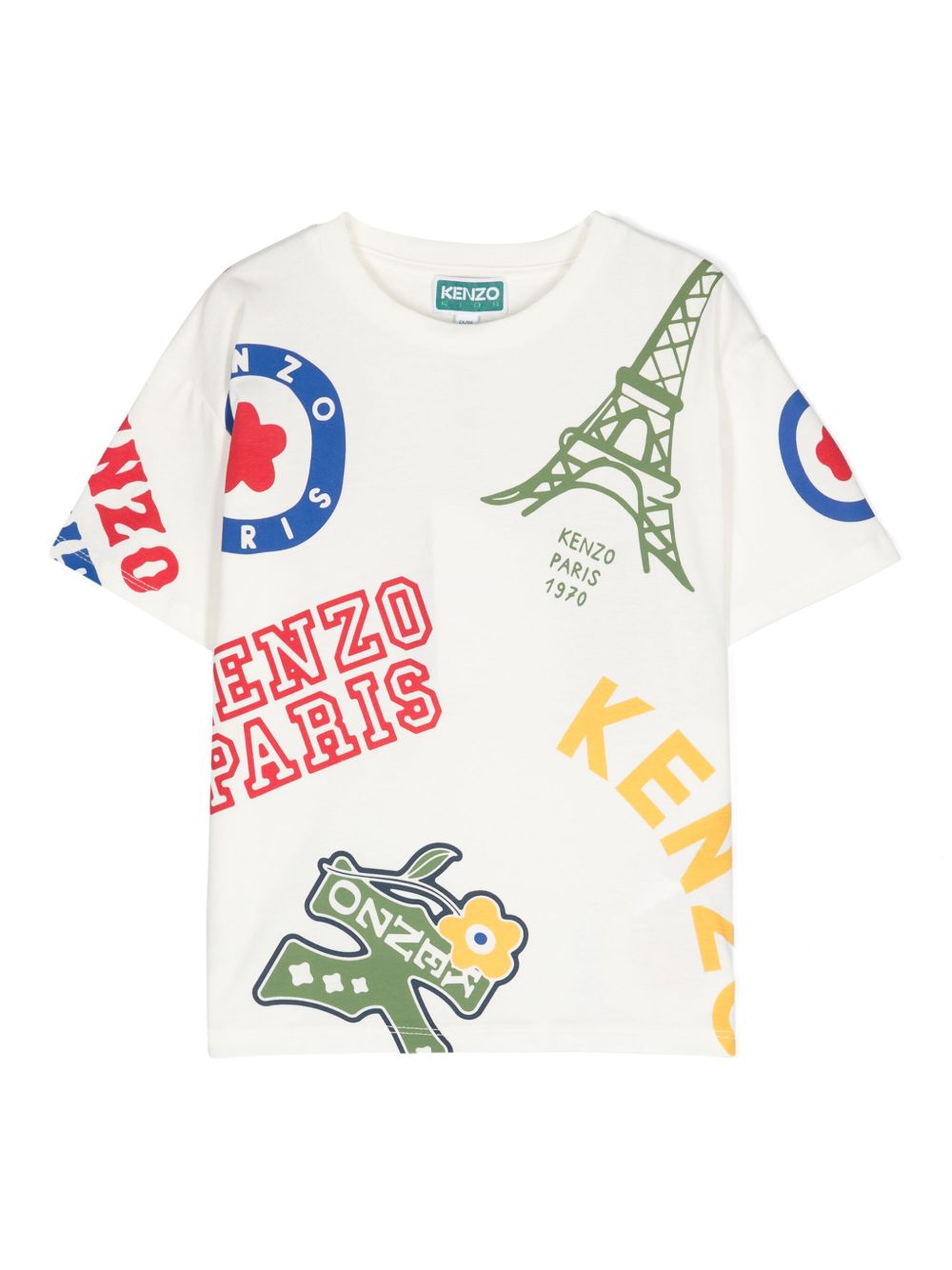 Kenzo Kids 图案印花棉T恤 - 白色