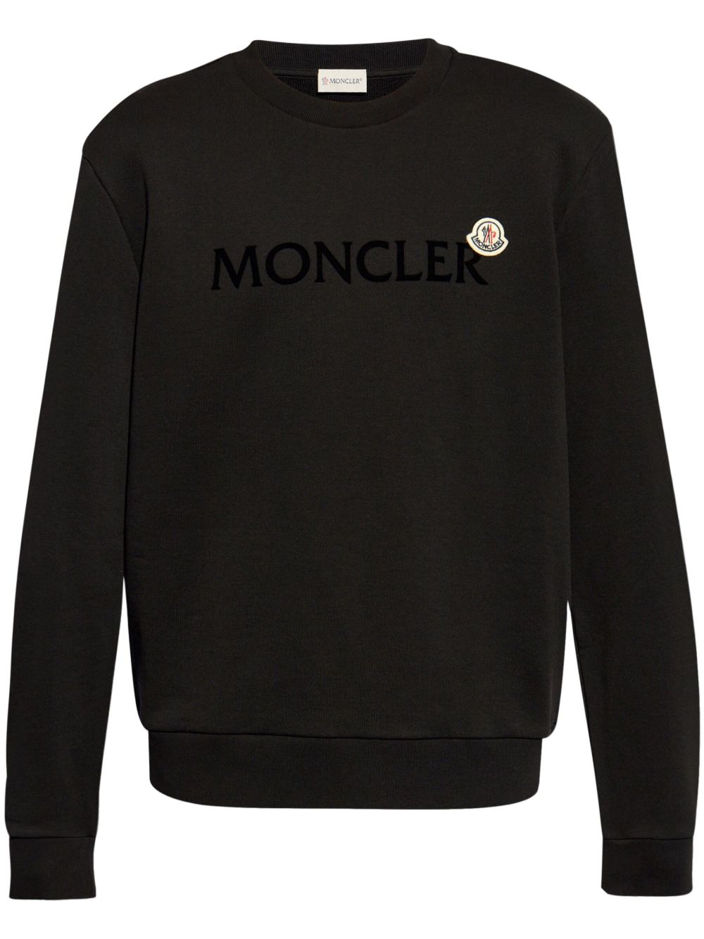 Moncler logo刺绣棉卫衣 - 黑色
