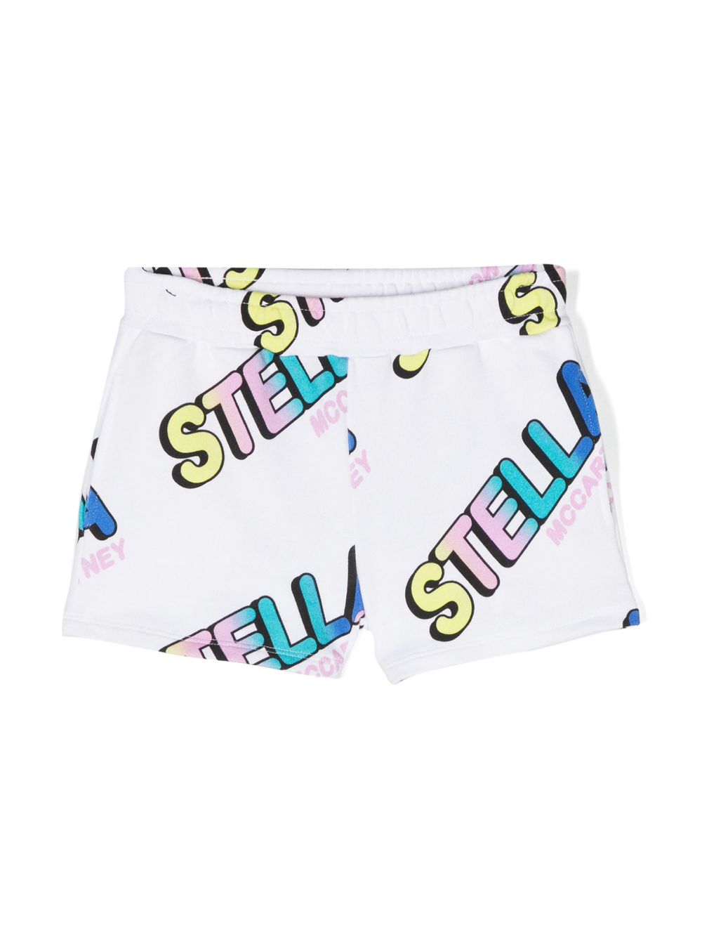 Stella McCartney Kids logo印花棉运动短裤 - 白色