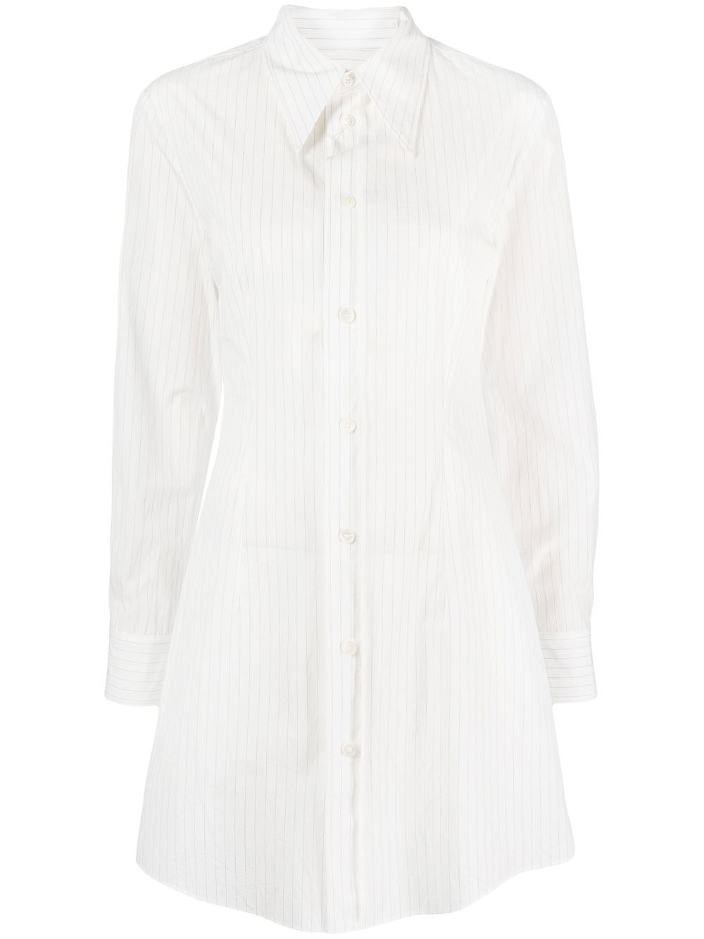 MM6 Maison Margiela 条纹棉衬衫裙 - 白色
