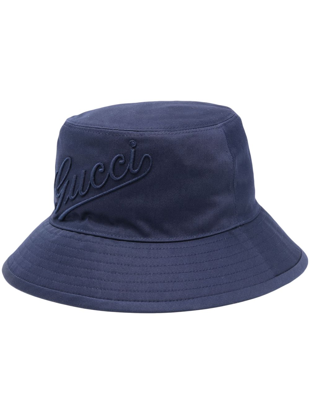 Gucci logo刺绣棉棒球帽 - 蓝色