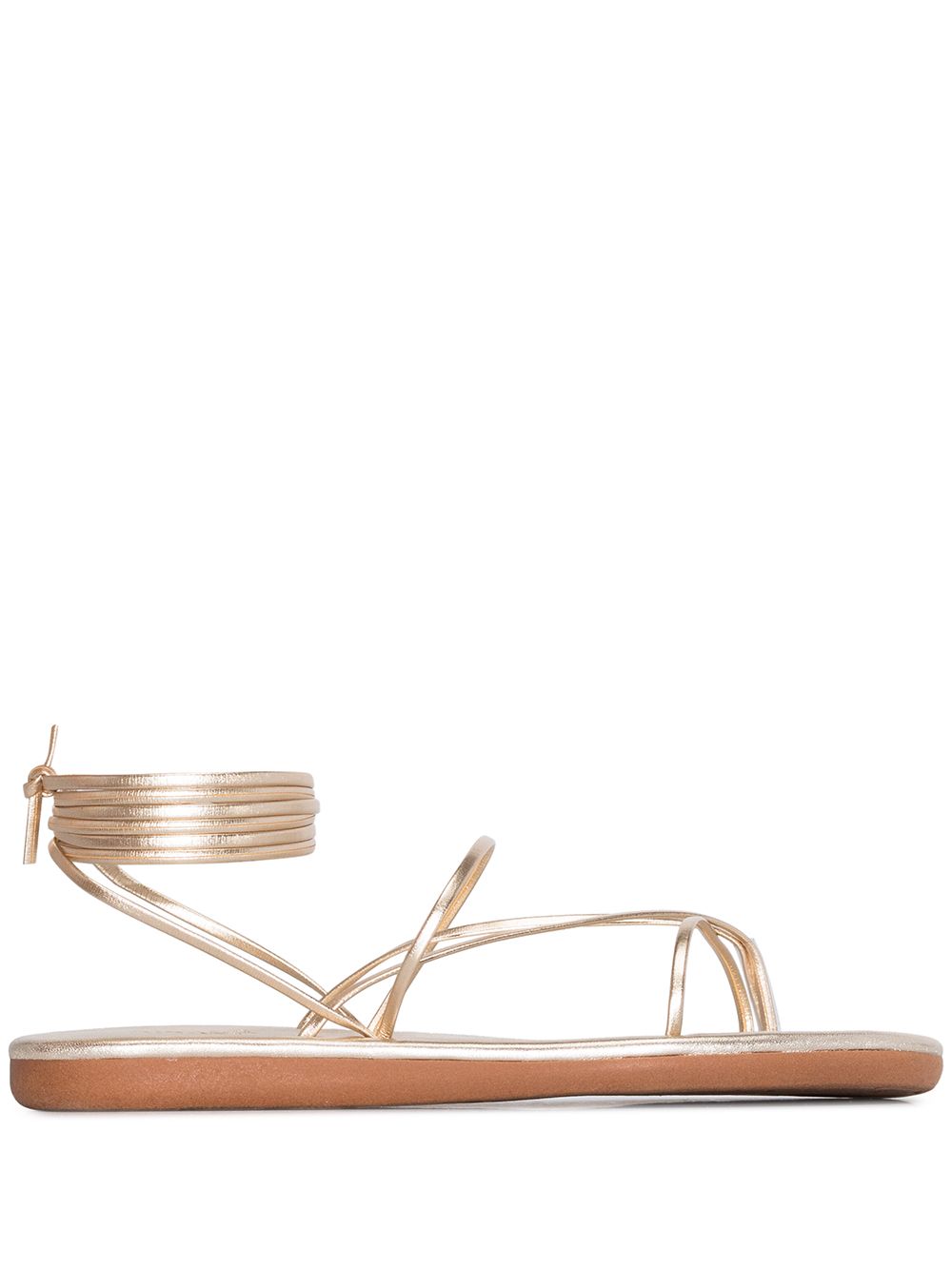 Ancient Greek Sandals 金属感鞋带皮质凉鞋 - 金色