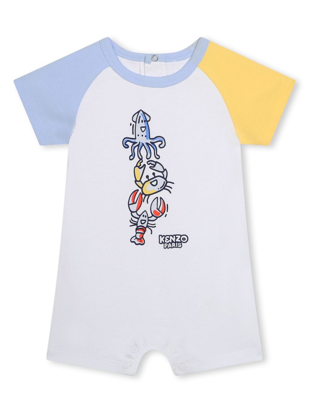 Kenzo Kids 图案印花棉连体短裤 - 白色