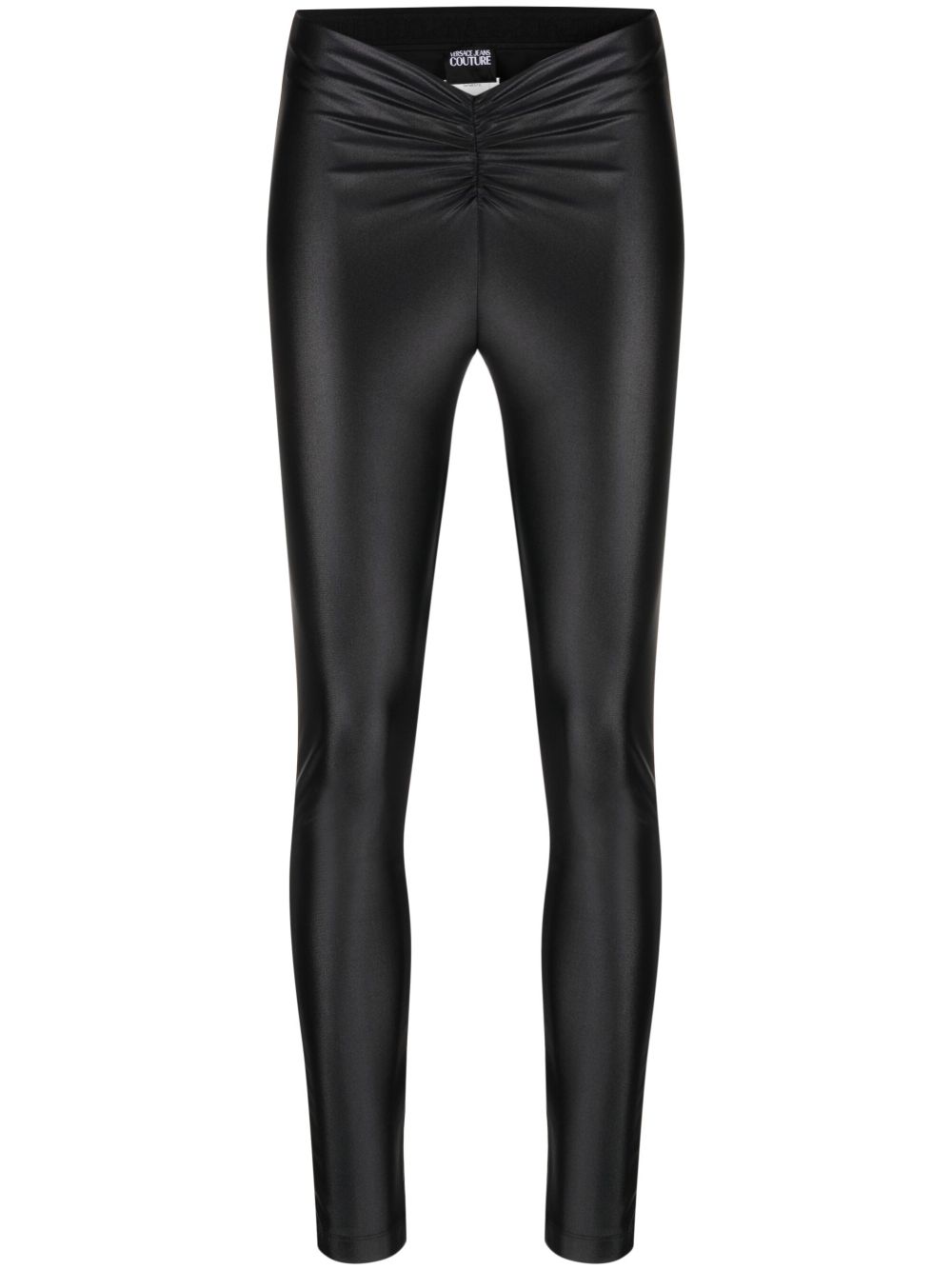Versace Jeans Couture 褶饰裤腰涂层打底裤 - 黑色