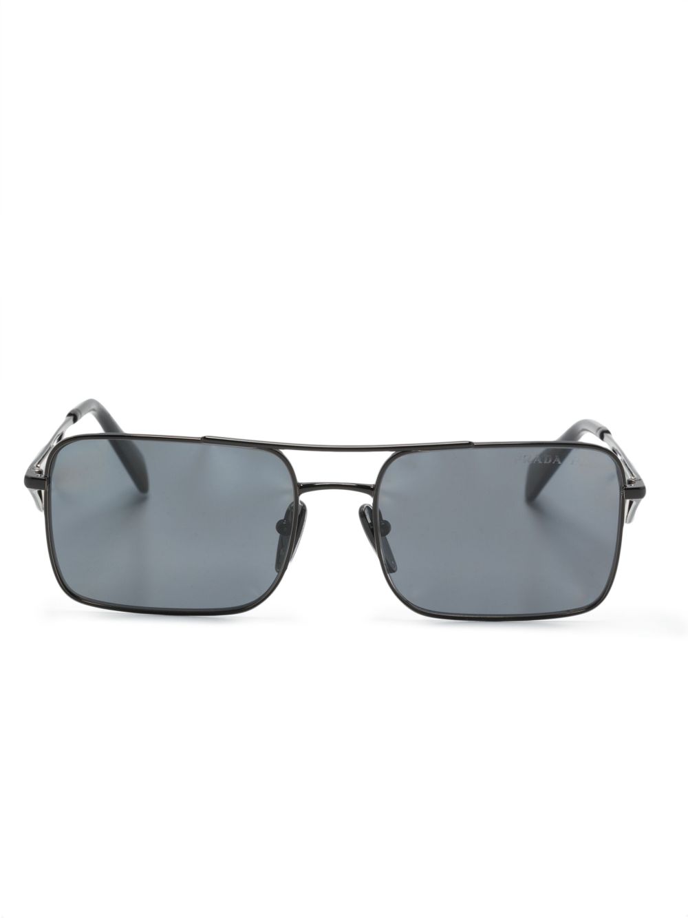 Prada Eyewear 三角形logo长方形框太阳眼镜 - 黑色