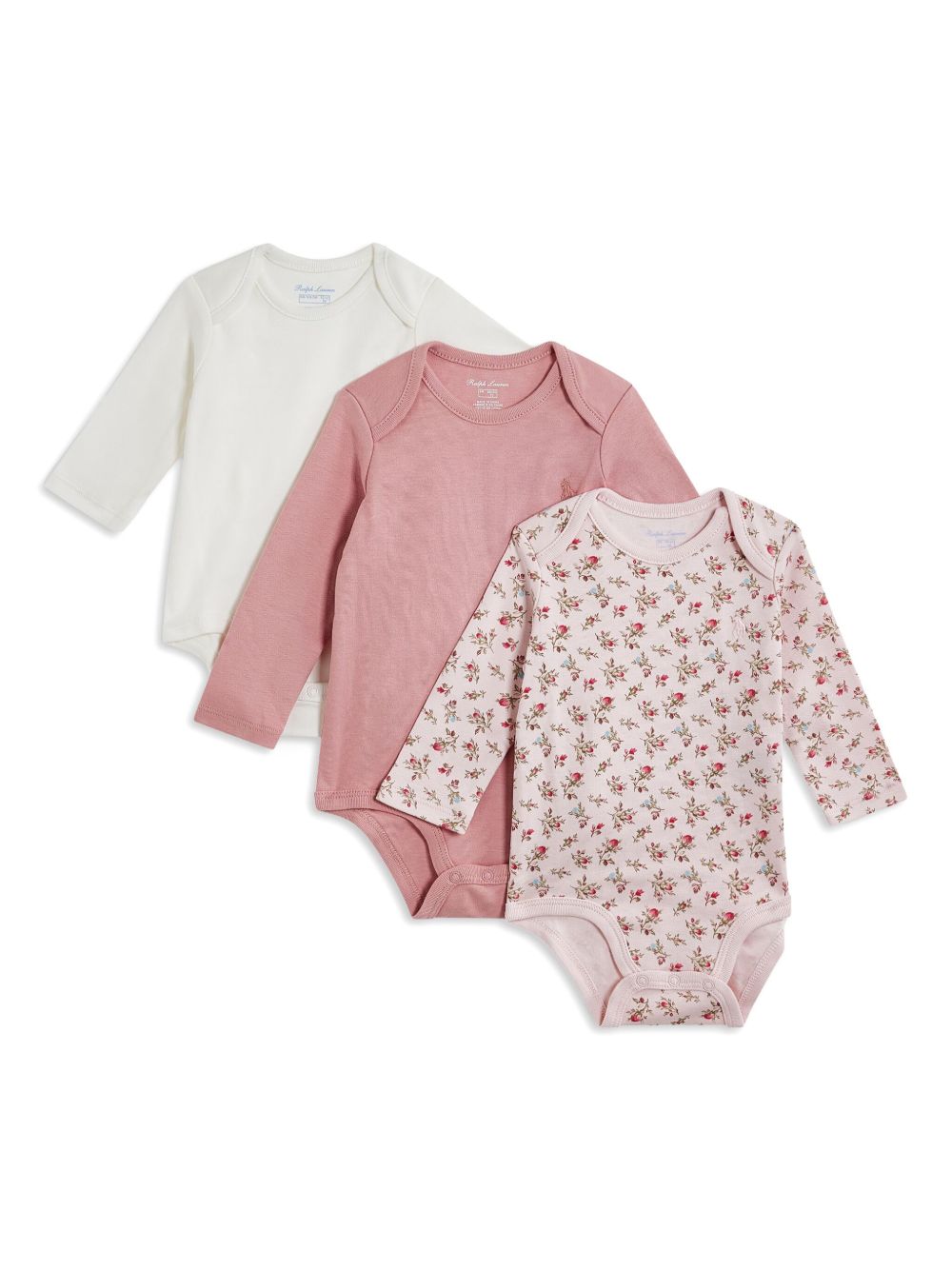 POLO RALPH LAUREN KIDS 圆领棉连体衣套装 - 粉色