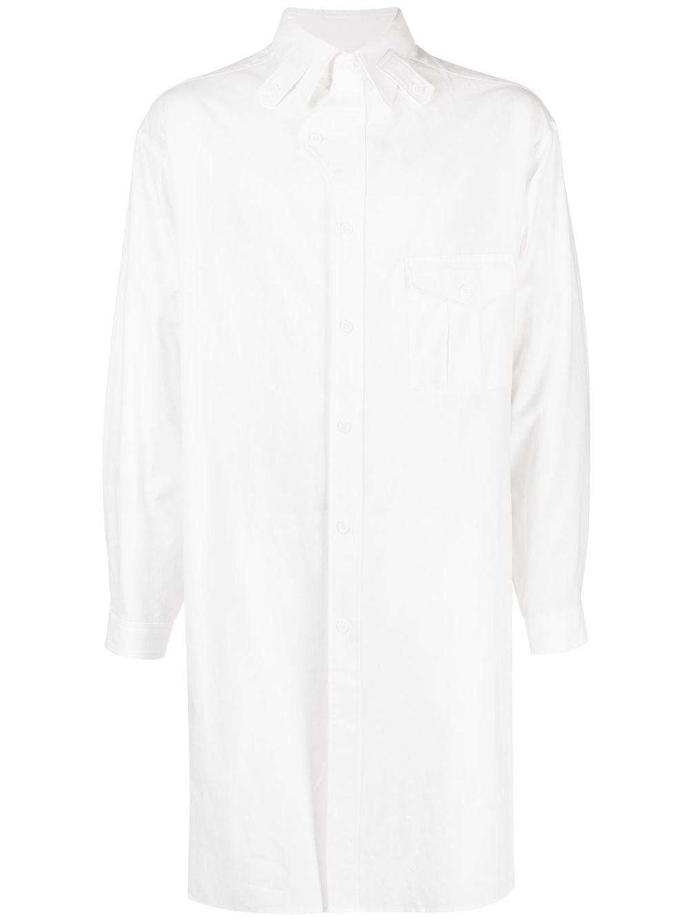 Yohji Yamamoto 提环细节领长衬衫 - 白色