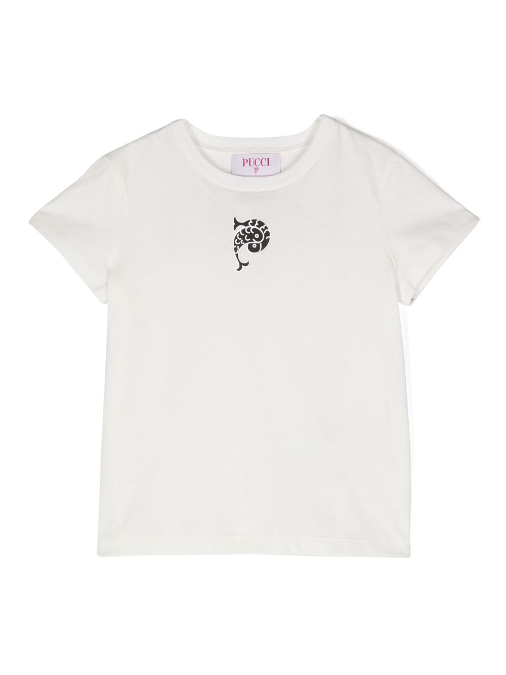 PUCCI Junior logo印花棉T恤 - 白色