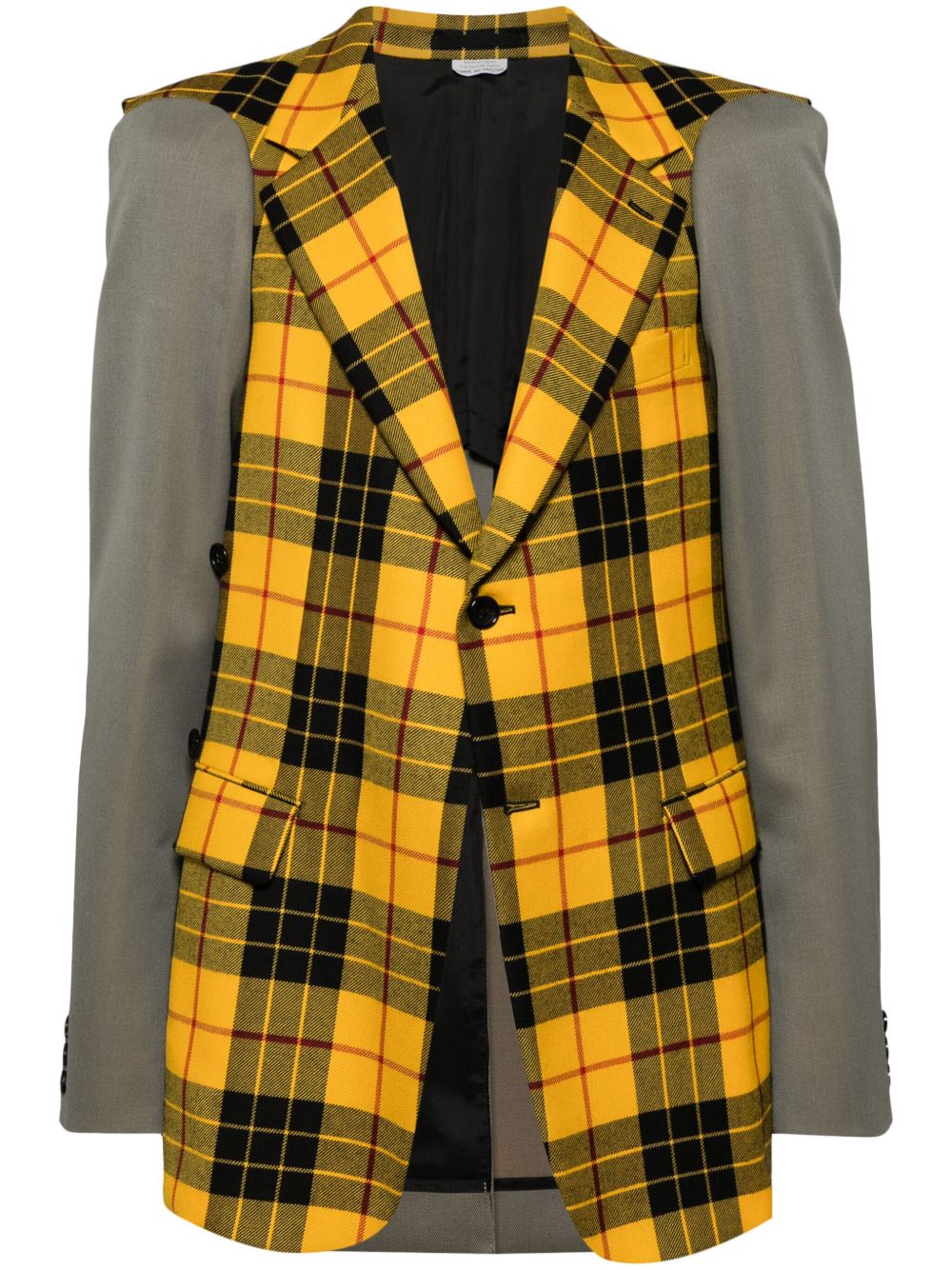 Comme des Garçons Homme Plus 格纹图案羊毛西装夹克 - 黄色