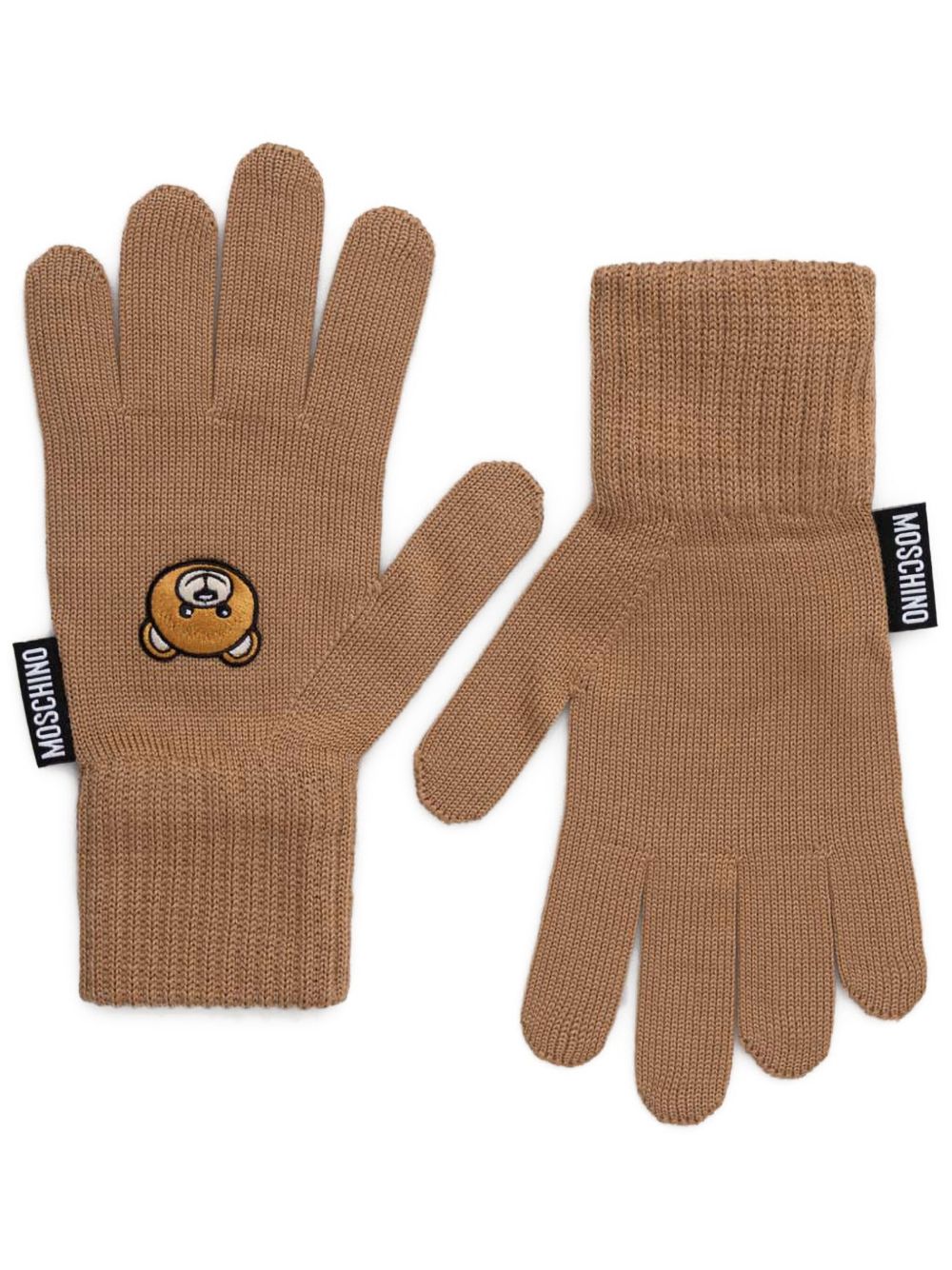 Moschino Teddy Bear-motif knit gloves - 褐色