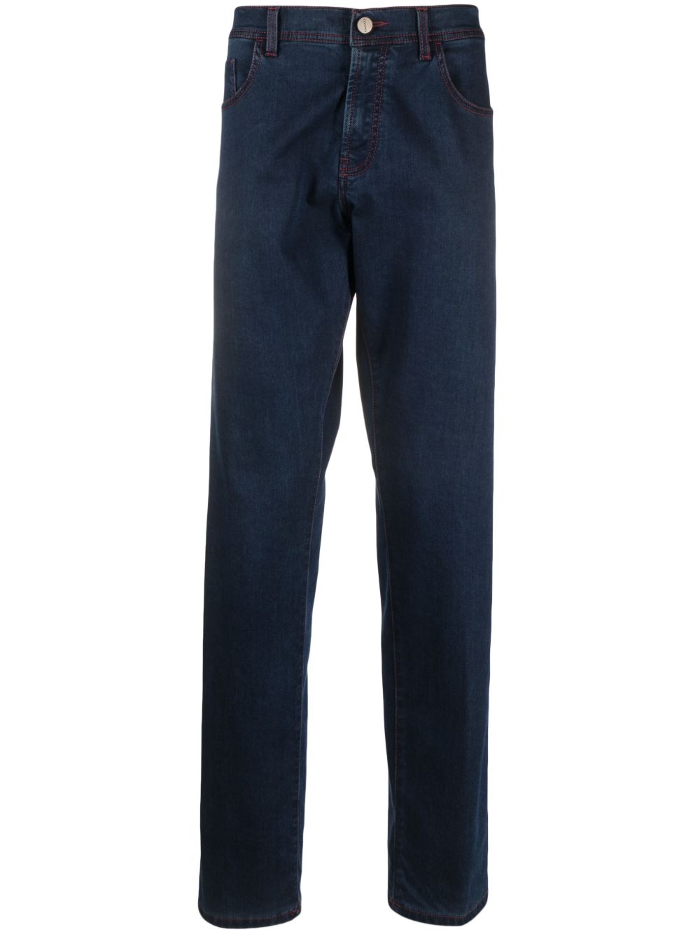 Canali 中腰直筒牛仔裤 - 蓝色