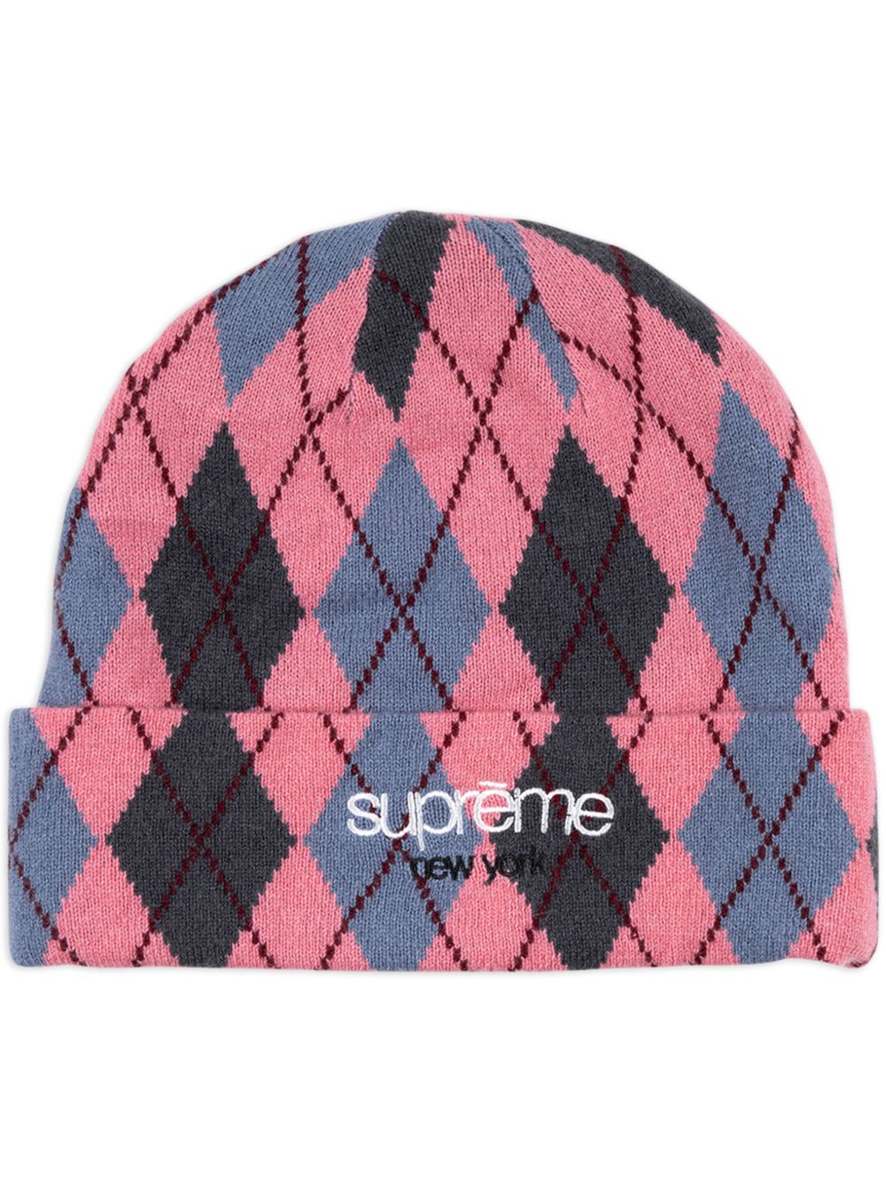 Supreme Dusty Magenta 菱形格纹羊绒套头帽 - 粉色