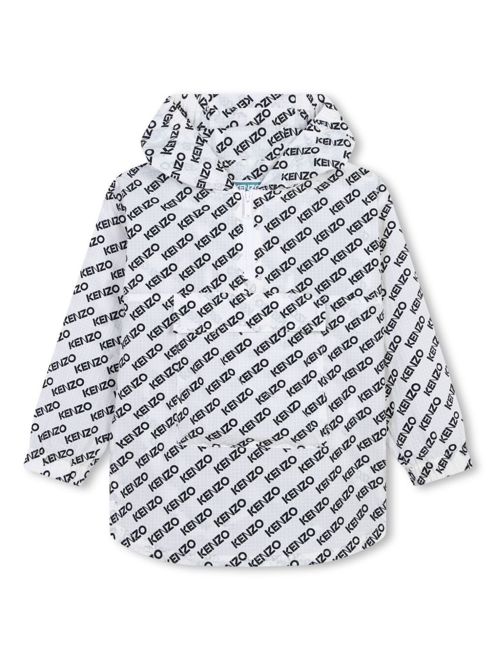 Kenzo Kids logo印花防撕裂方格布防风衣 - 白色