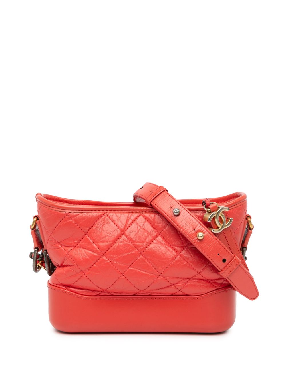 CHANEL Pre-Owned Gabrielle 小号做旧小牛皮斜挎包（2018-2019年典藏款） - 红色