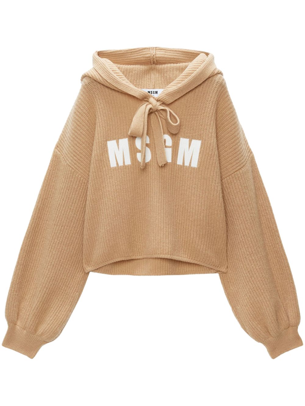 MSGM logo刺绣连帽毛衣 - 中性色