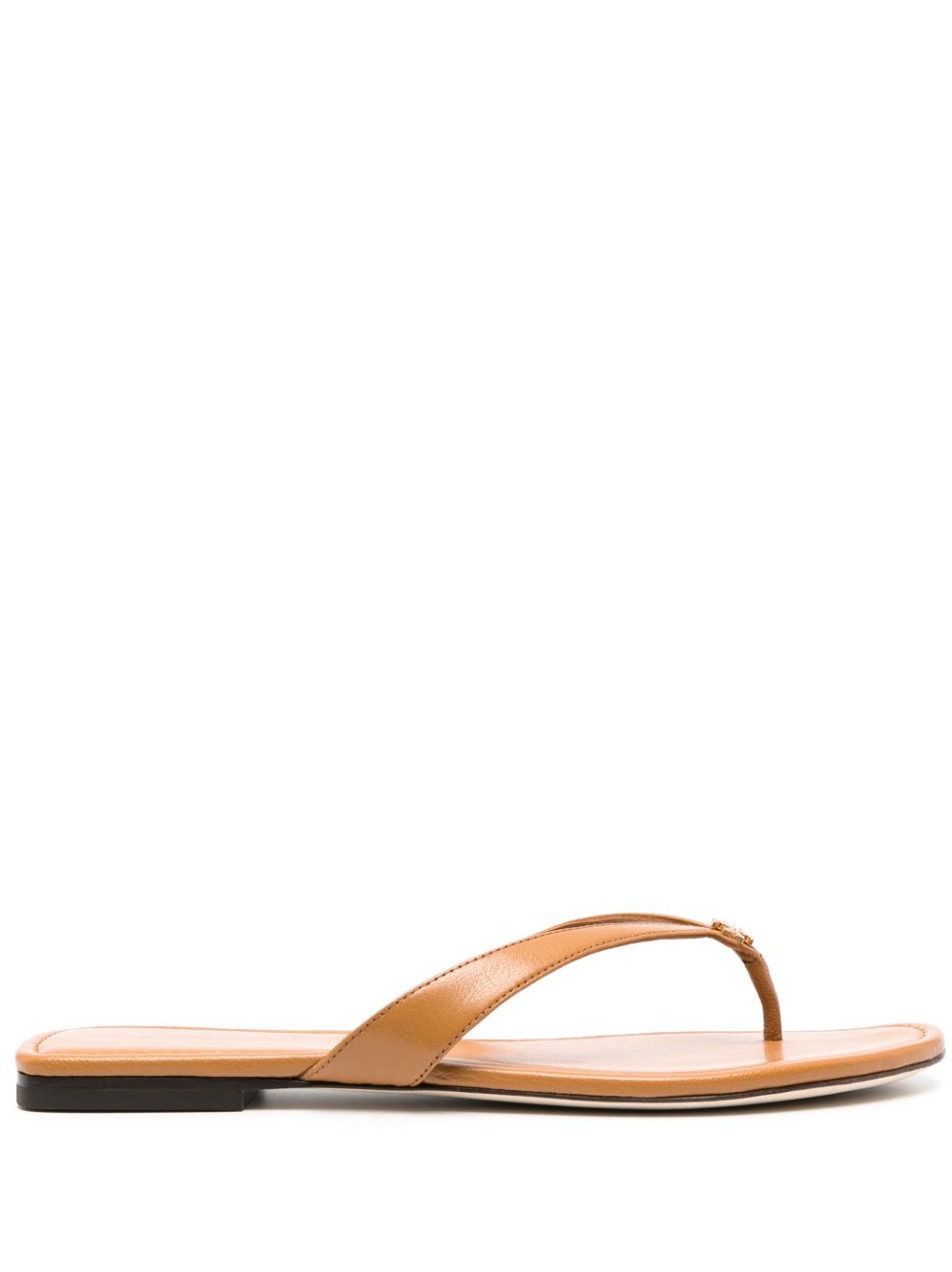 Tory Burch Classic 皮质人字拖 - 褐色