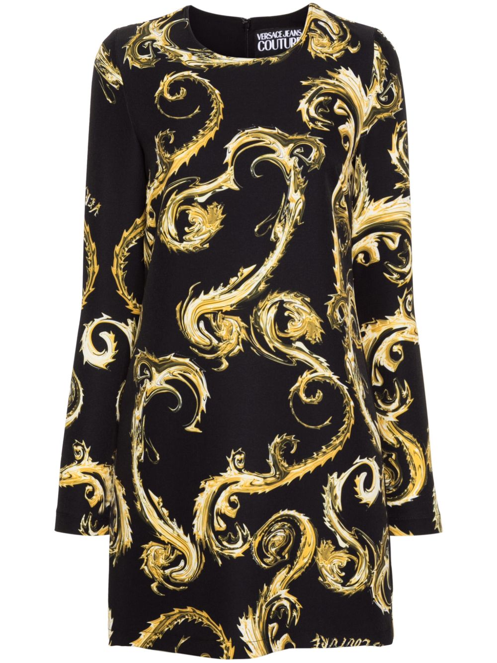 Versace Jeans Couture Watercolour Couture 印花中长连衣裙 - 黑色