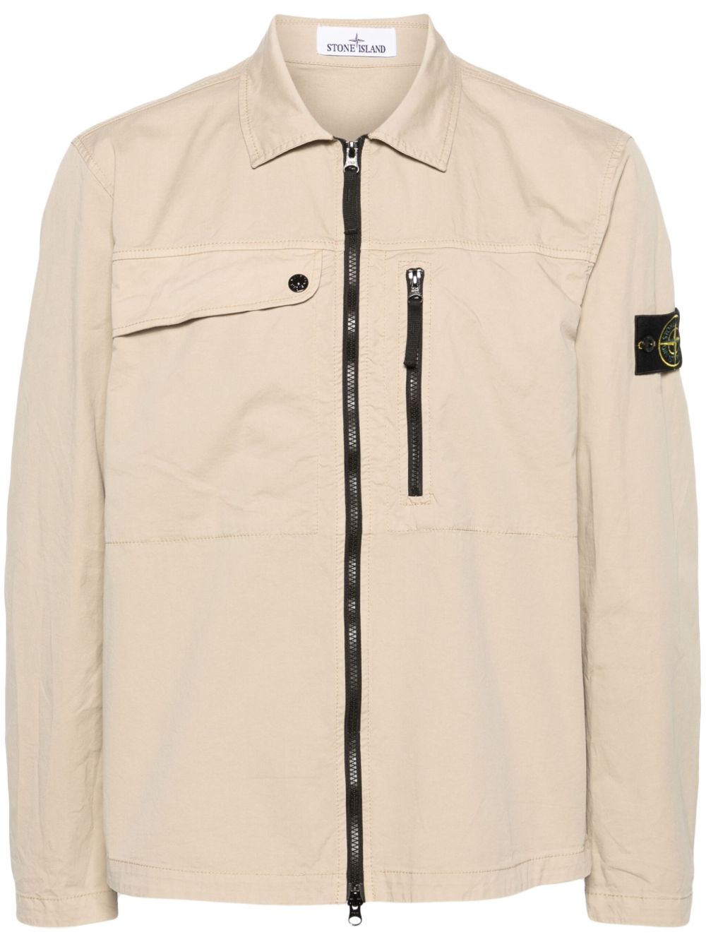 Stone Island 罗盘徽章拉链衬衫式夹克 - 中性色