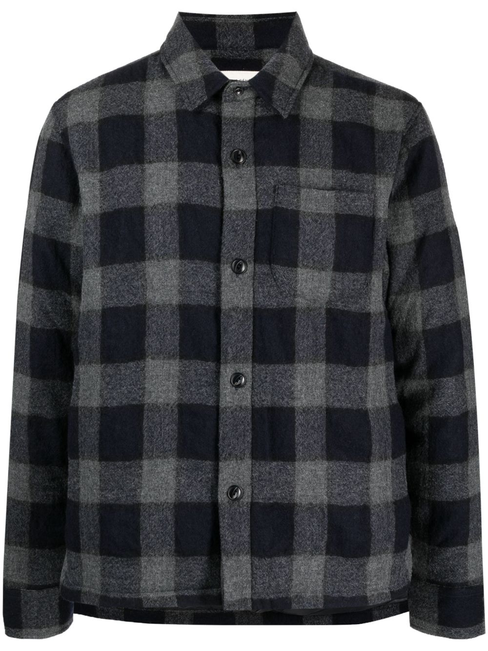 Officine Generale 方格初剪羊毛夹克 - 蓝色