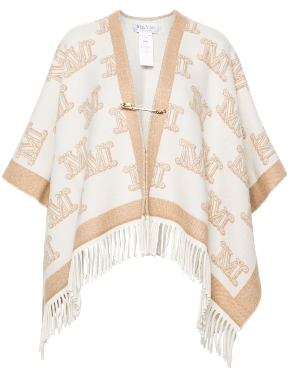 Max Mara 经典logo图案羊毛斗篷 - 中性色