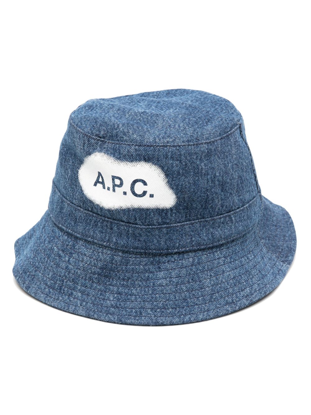 A.P.C. logo印花牛仔渔夫帽 - 蓝色
