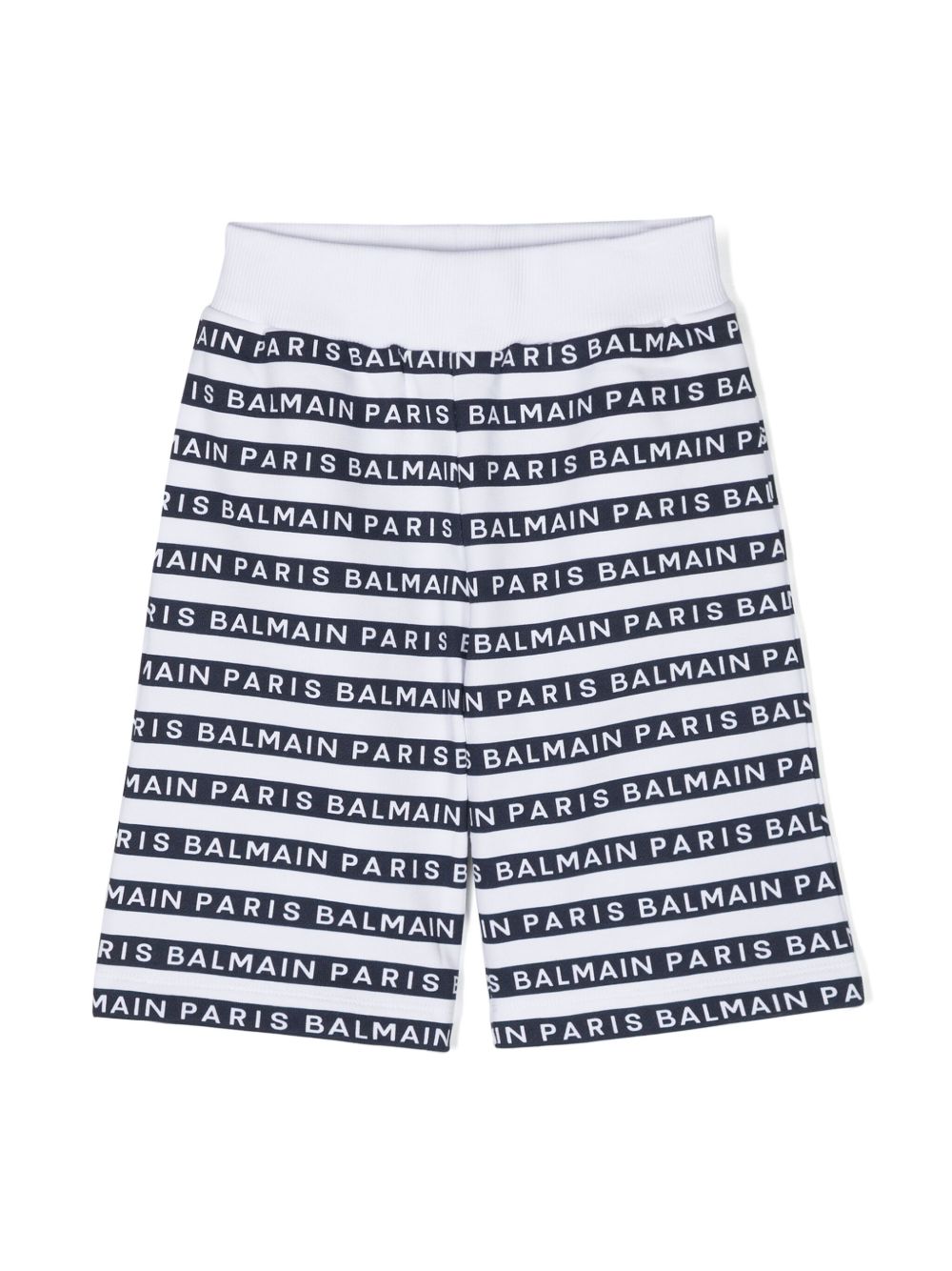 Balmain Kids logo印花棉短裤 - 白色