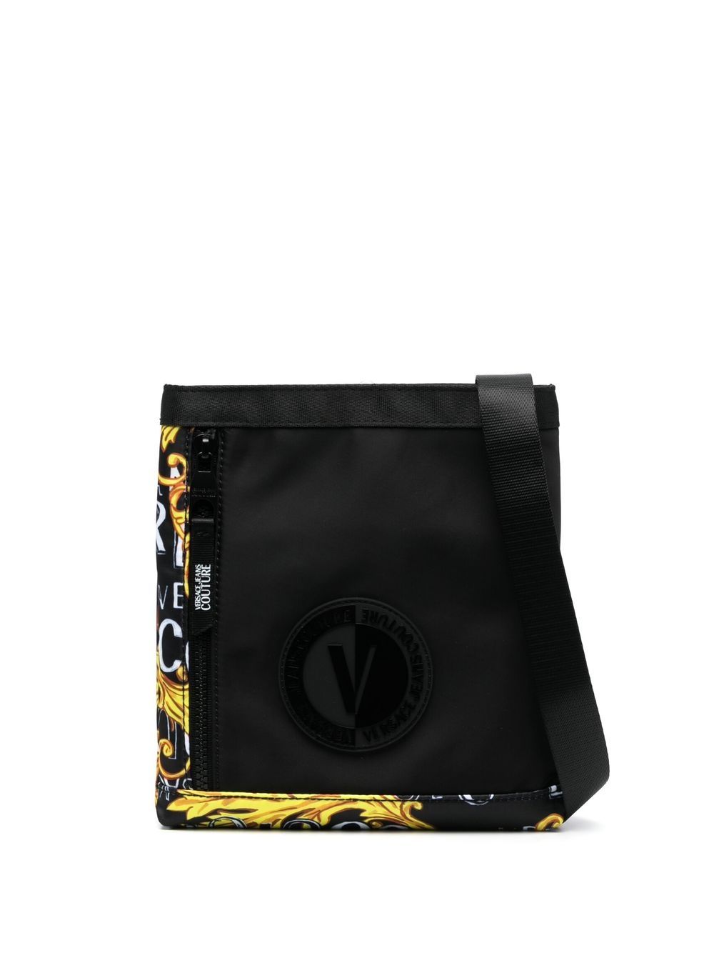 Versace Jeans Couture 标贴细节邮差包 - 黑色