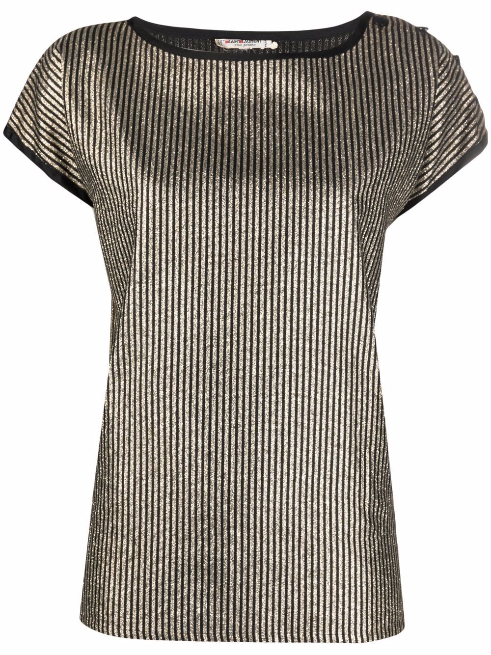 Saint Laurent Pre-Owned 圣罗兰 金属感条纹T恤（1970年典藏款） - 金色