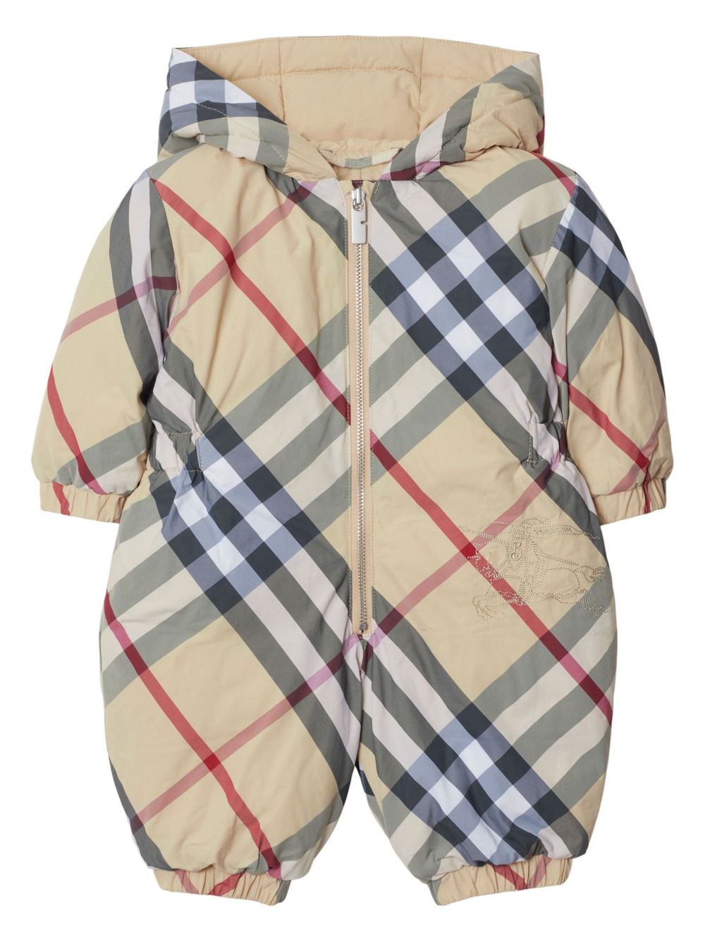 Burberry Kids 格纹图案连体外套 - 中性色