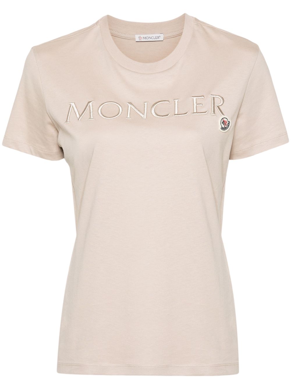 Moncler logo刺绣棉T恤 - 中性色