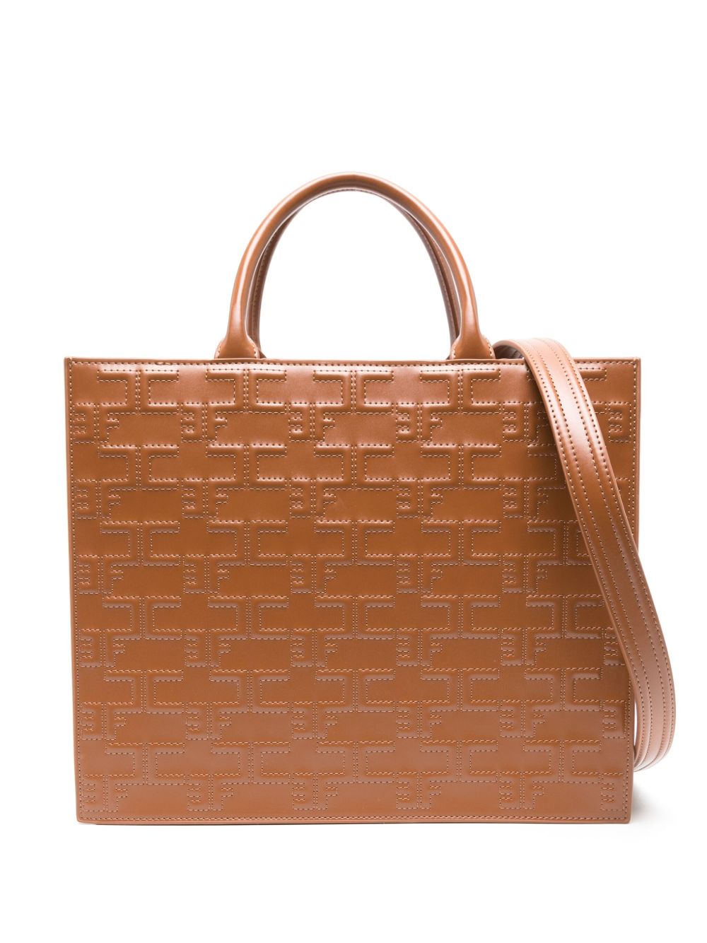 Elisabetta Franchi Bold Monogram 大号托特包 - 褐色