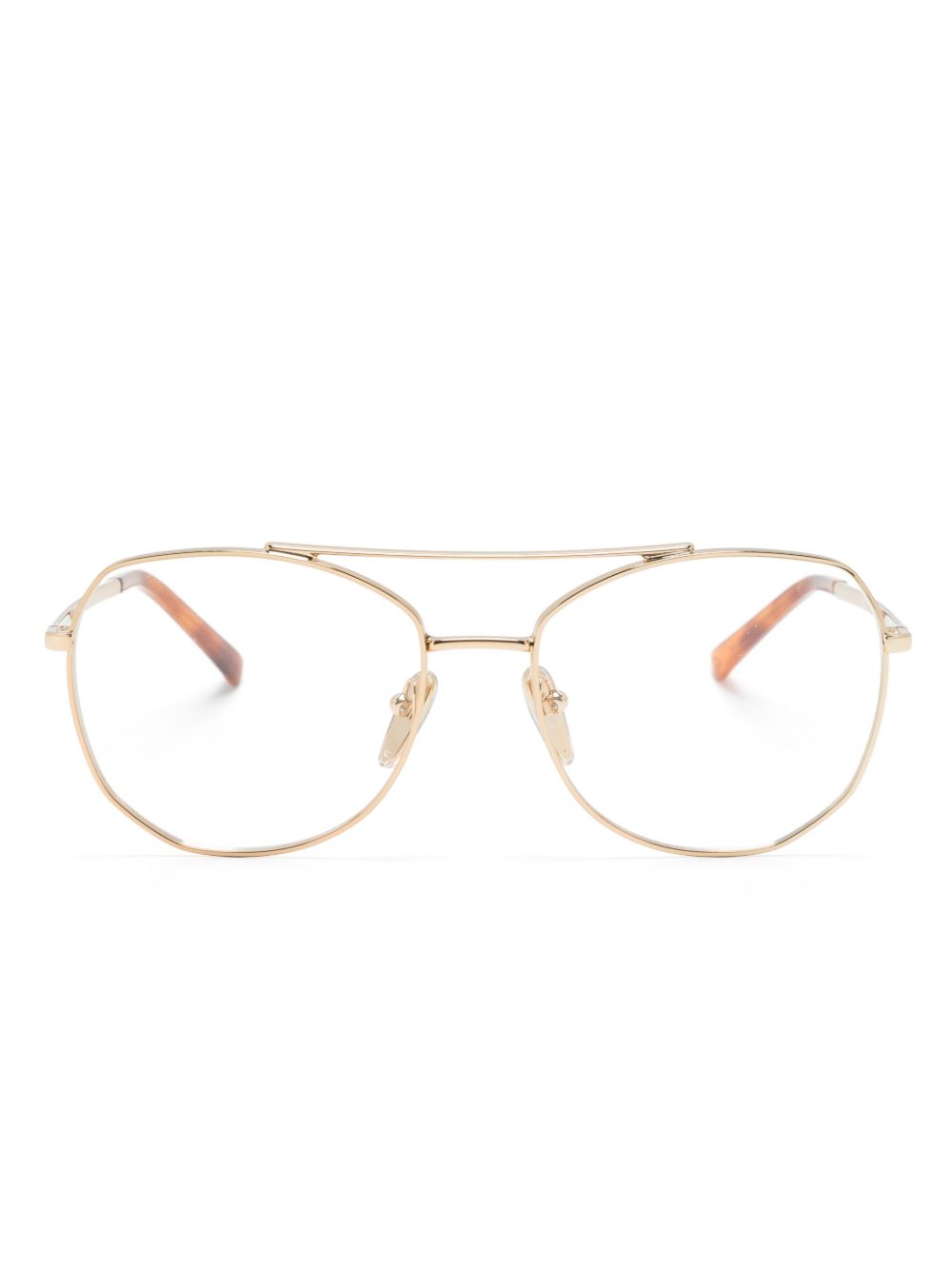 Prada Eyewear 飞行员镜框眼镜 - 金色