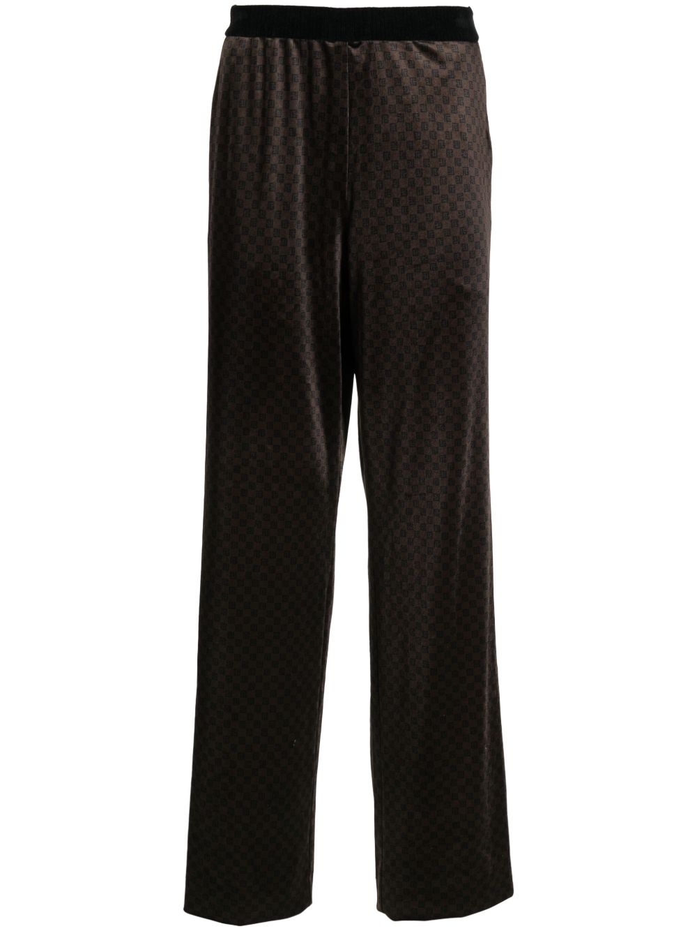 Balmain 经典logo提花直筒裤 - 褐色