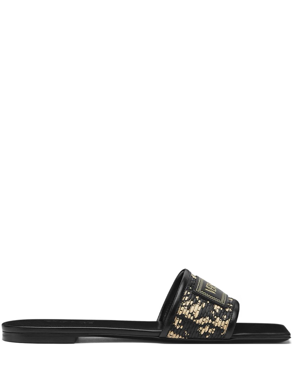 Versace Theia Barocco 拉菲草拖鞋 - 黑色