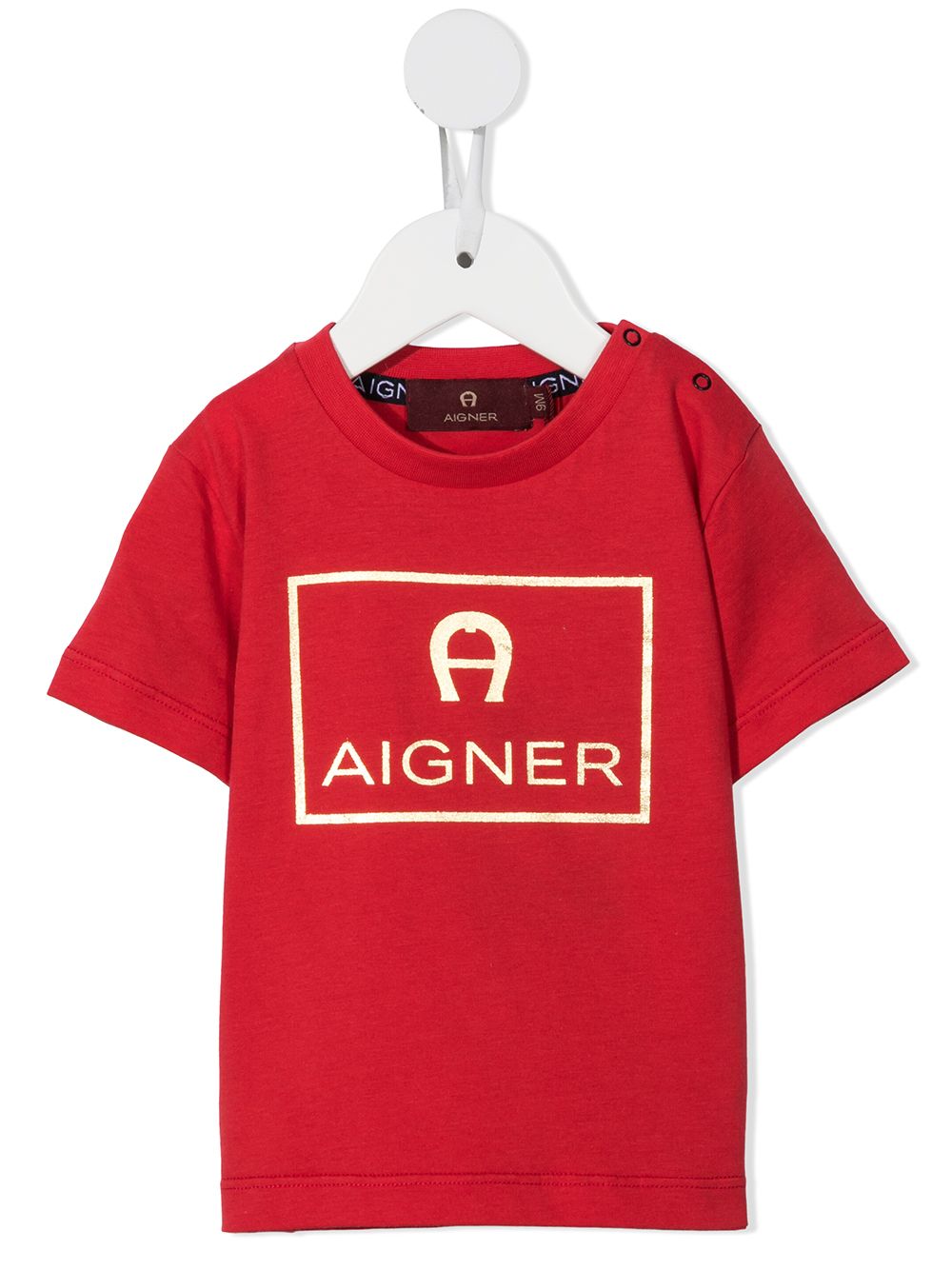 Aigner Kids logo印花T恤 - 红色