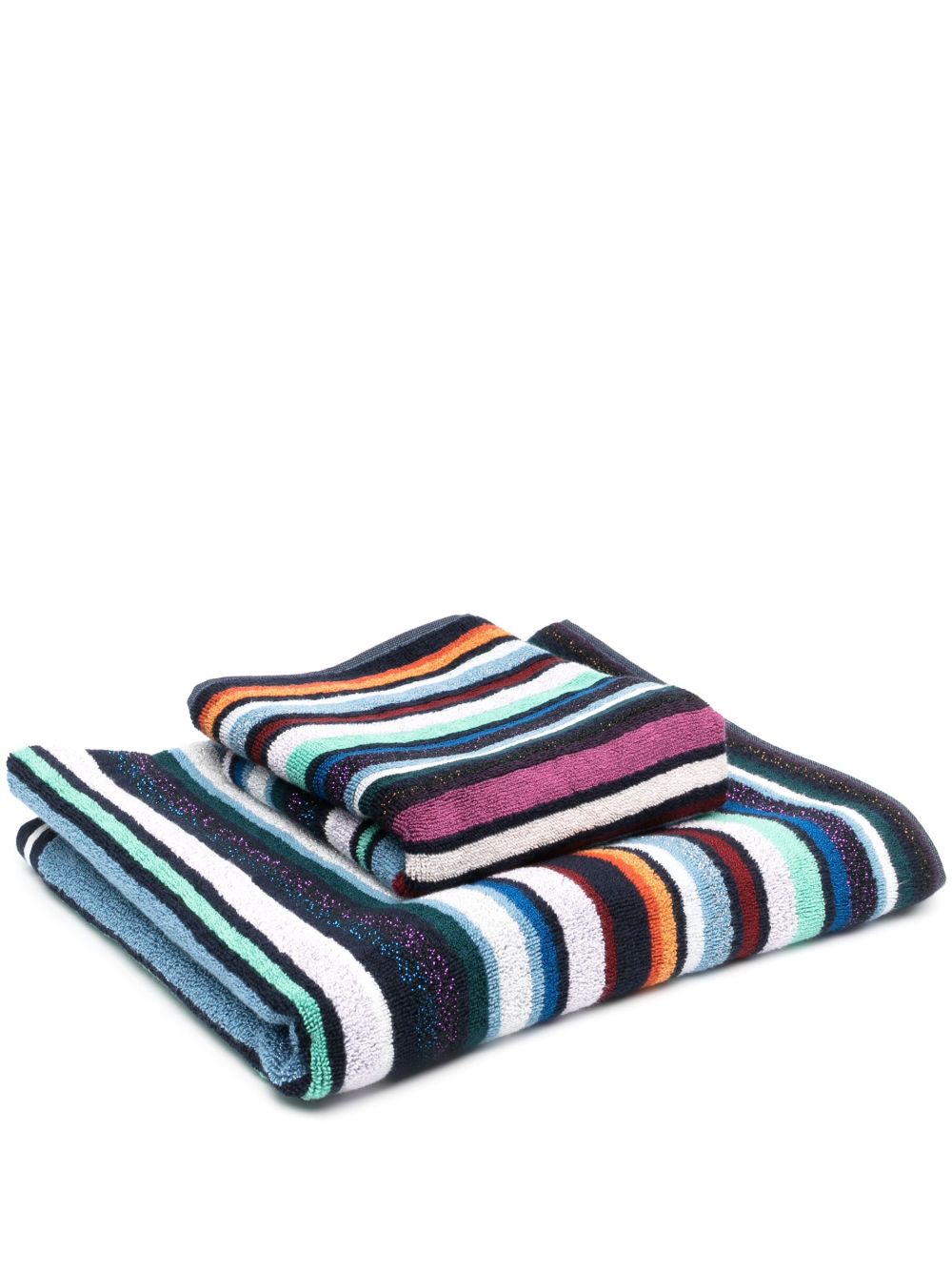 Missoni Home 条纹棉混纺浴巾 - 黑色